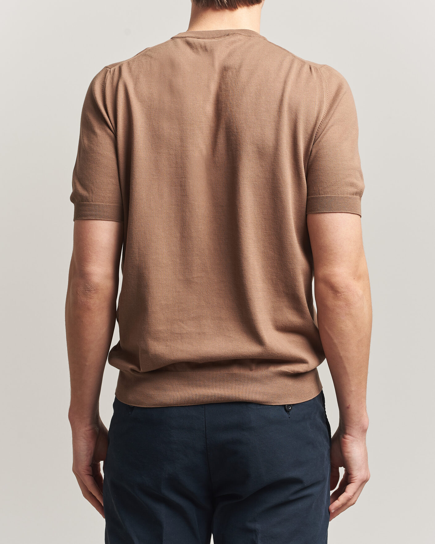 Homme | T-shirts | Gran Sasso | Cotton Knitted Crew Neck T-Shirt Brown