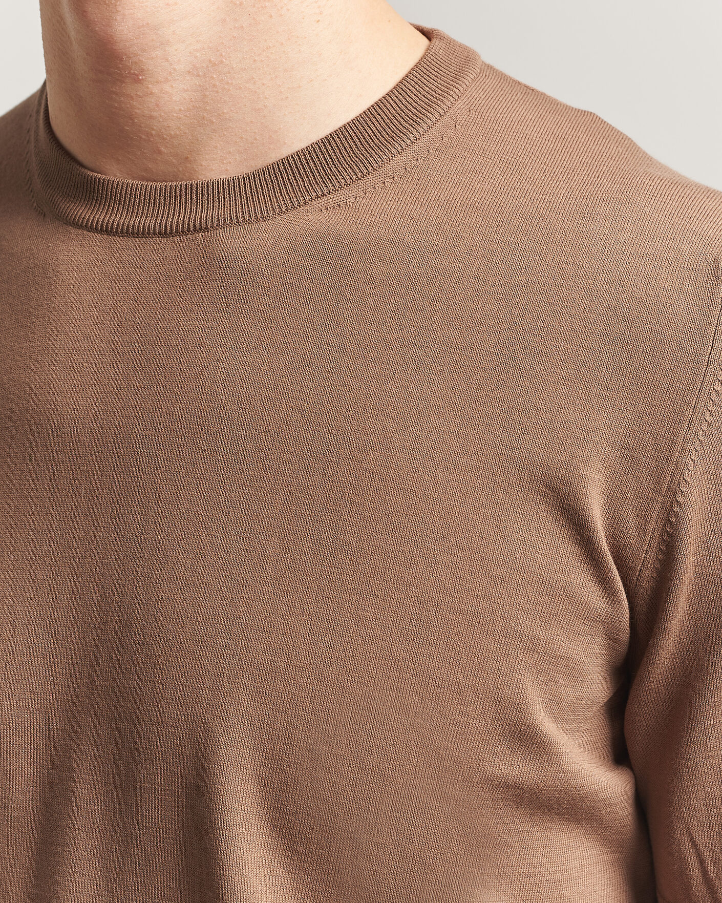 Homme | T-shirts | Gran Sasso | Cotton Knitted Crew Neck T-Shirt Brown