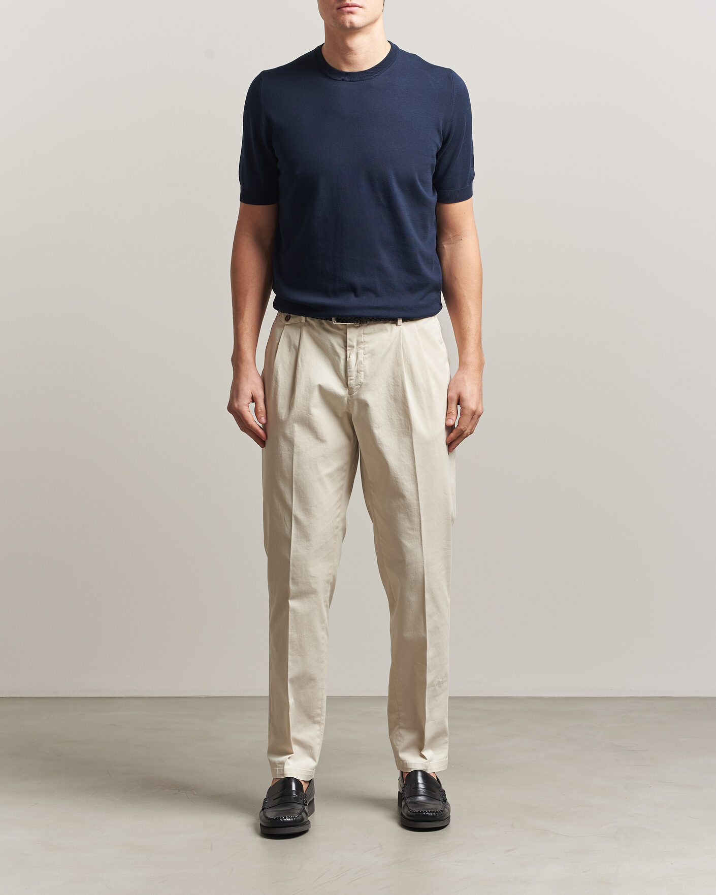 Homme | T-shirts | Gran Sasso | Cotton Knitted Crew Neck T-Shirt Navy