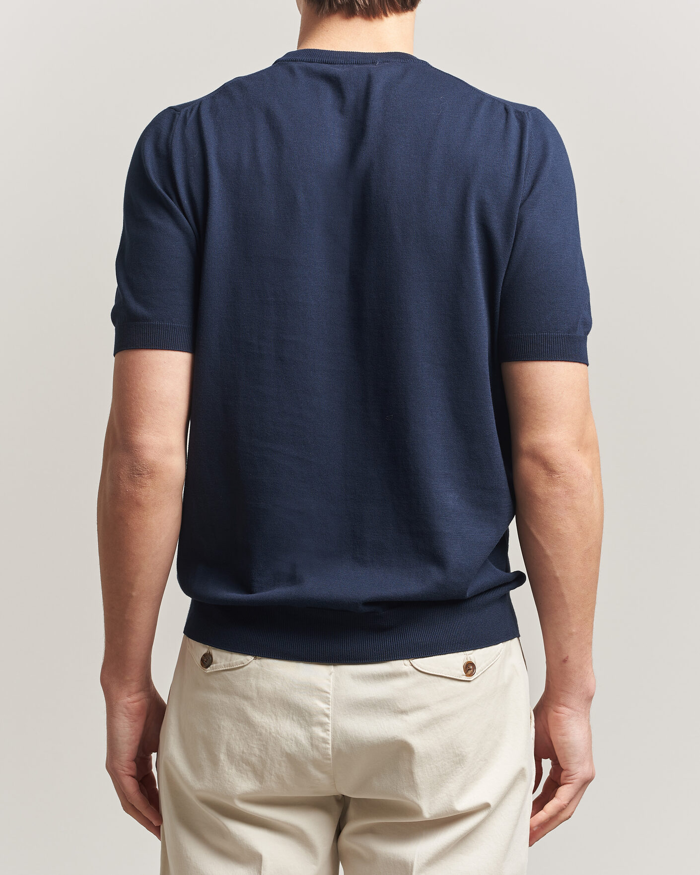Homme | T-shirts | Gran Sasso | Cotton Knitted Crew Neck T-Shirt Navy