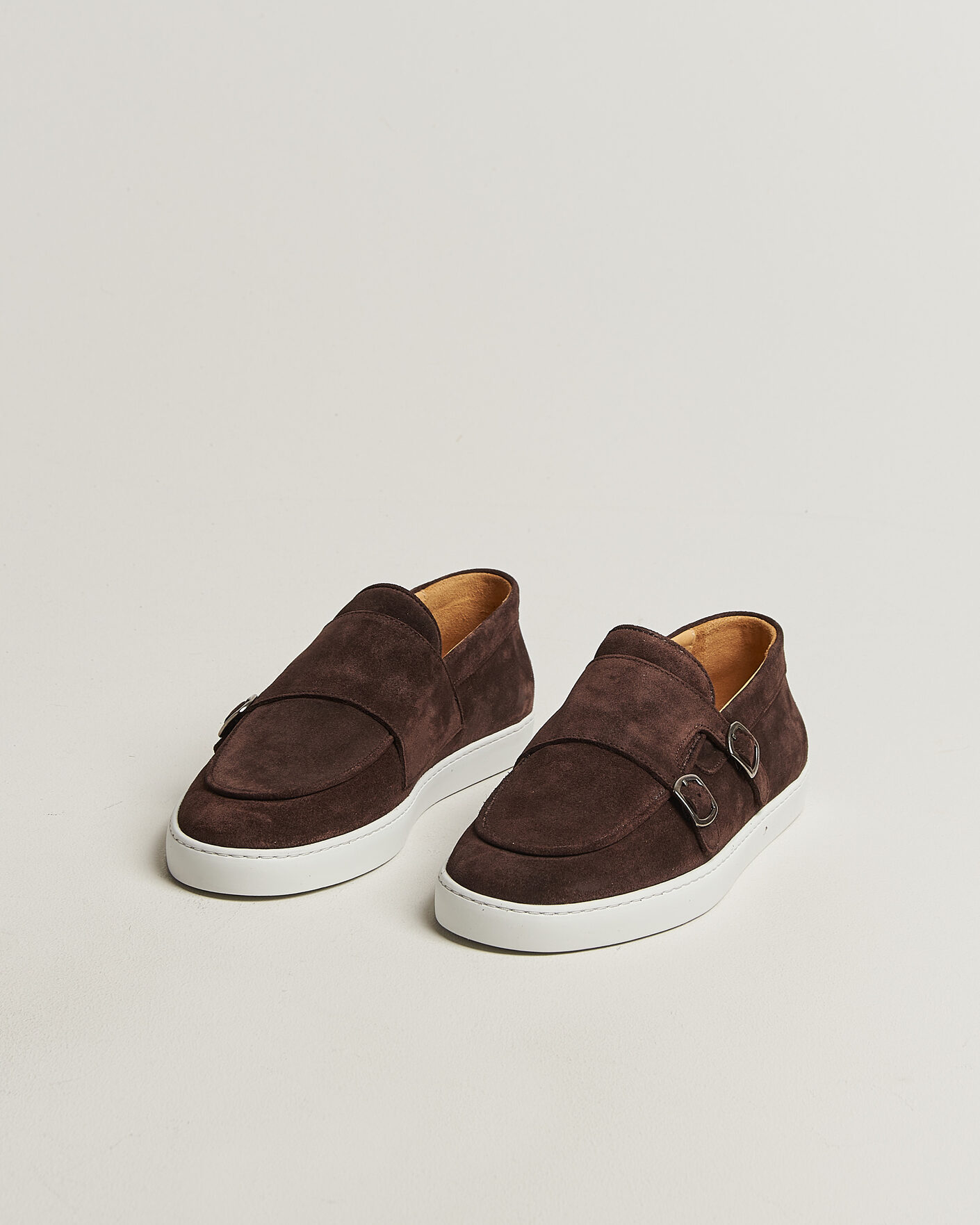 Homme | Loafers | Fliteless | Suede Monk Strap Sneaker Loafer Dark Brown