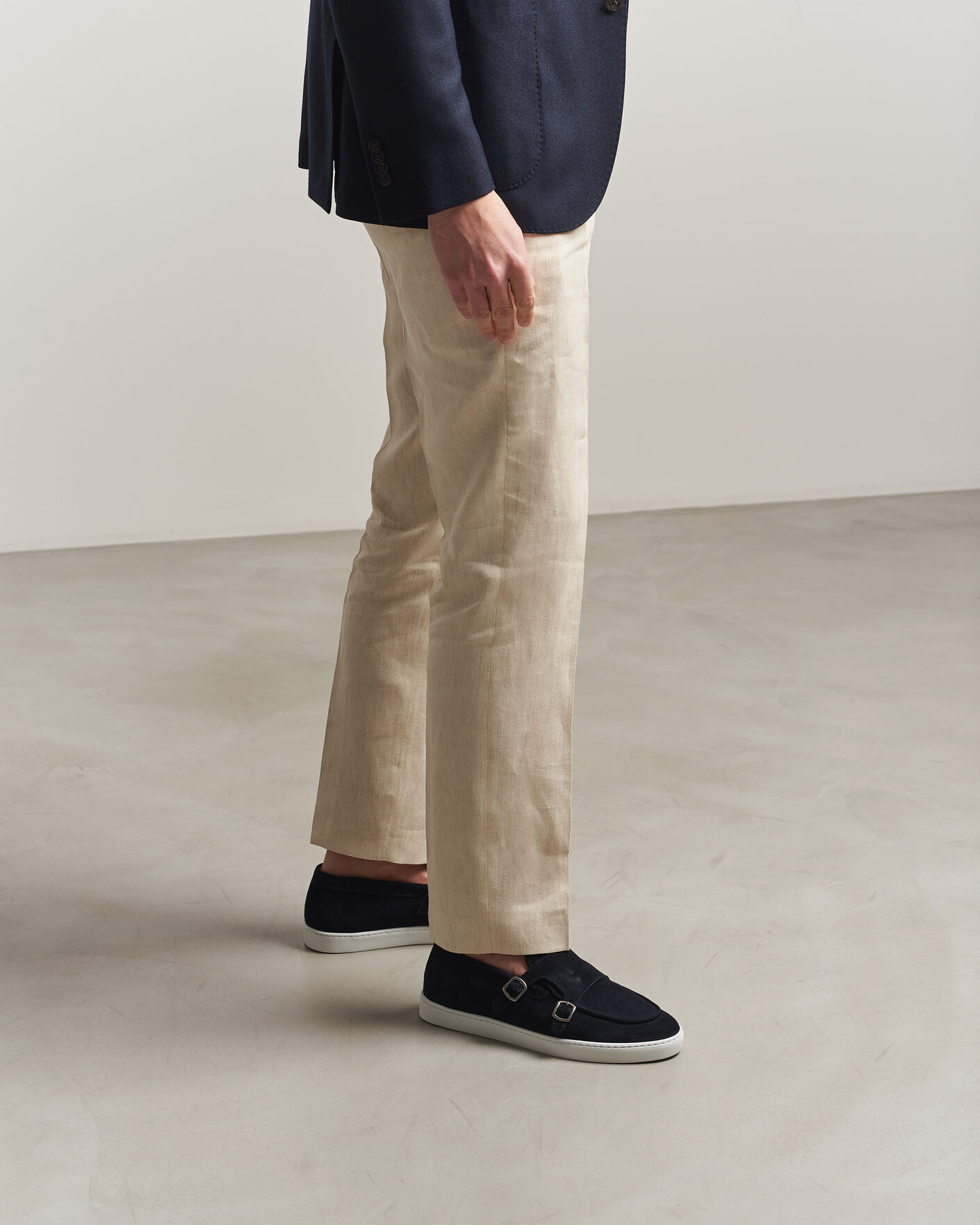 Homme | Loafers | Fliteless | Suede Monk Strap Sneaker Loafer Navy