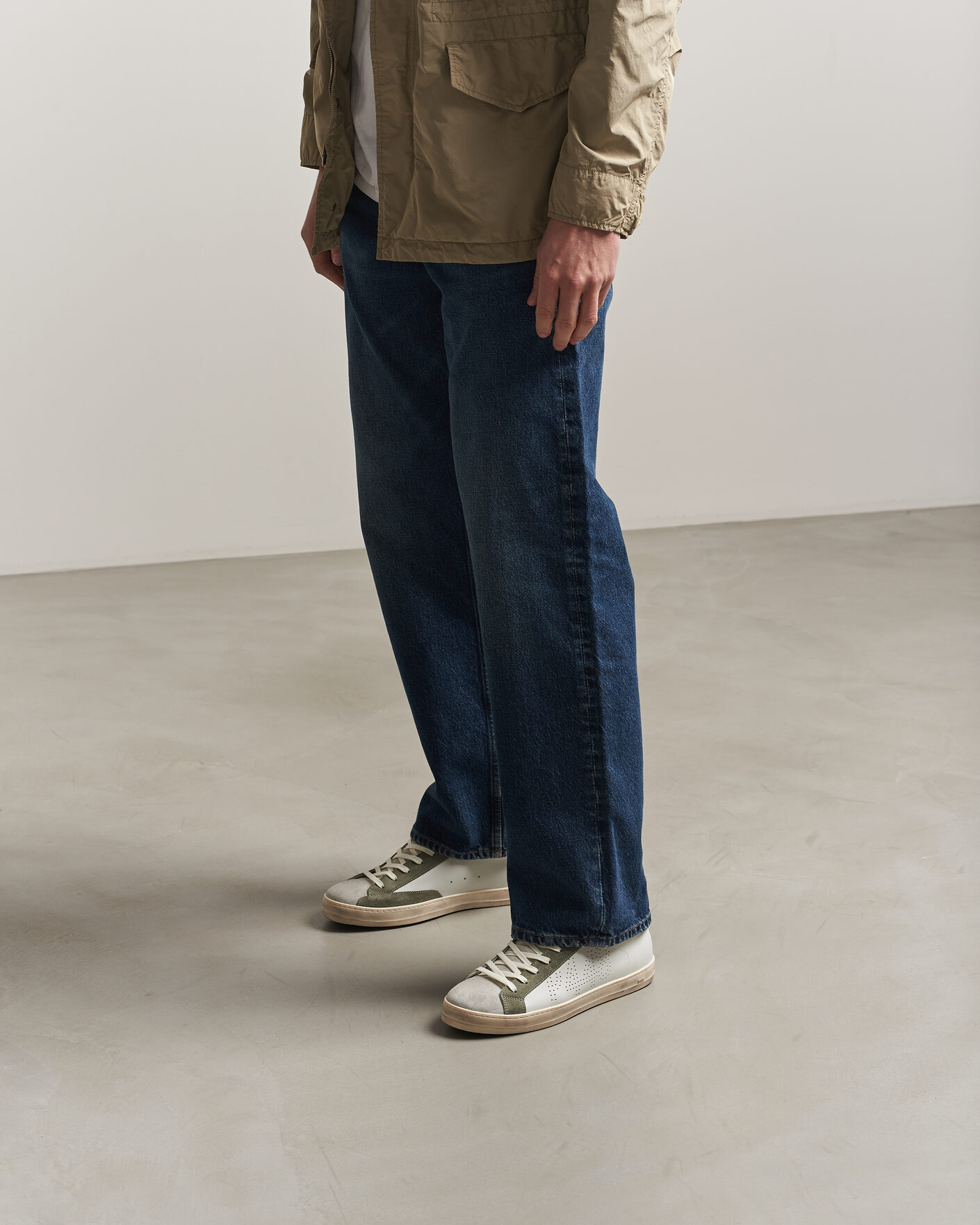 Homme | P448 John Leather/Suede Sneaker White/Olive/Grey | P448 | John Leather/Suede Sneaker White/Olive/Grey