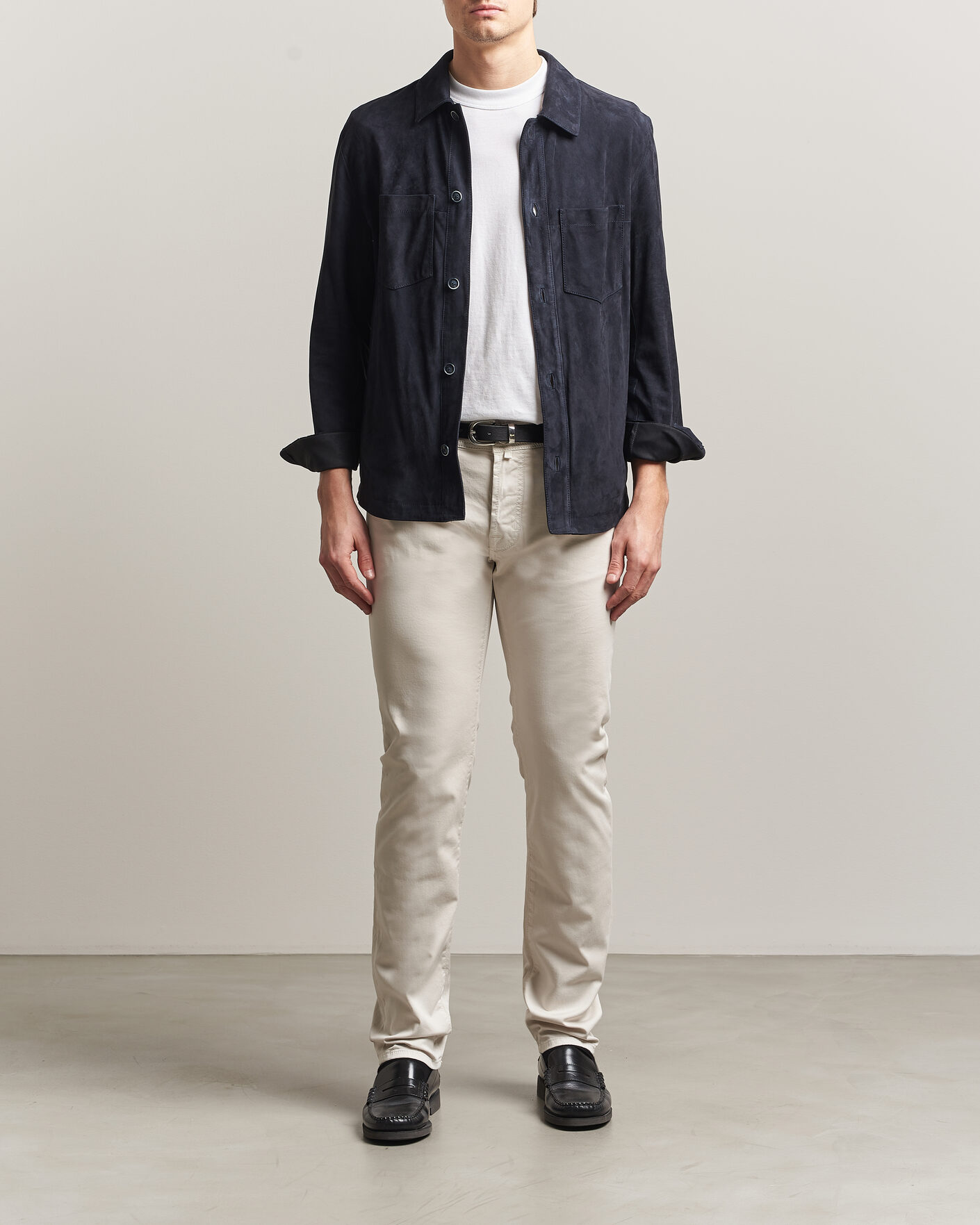 Homme | Pantalons | Jacob Cohën | Bard Garment Dyed Gabardine Trousers Off White