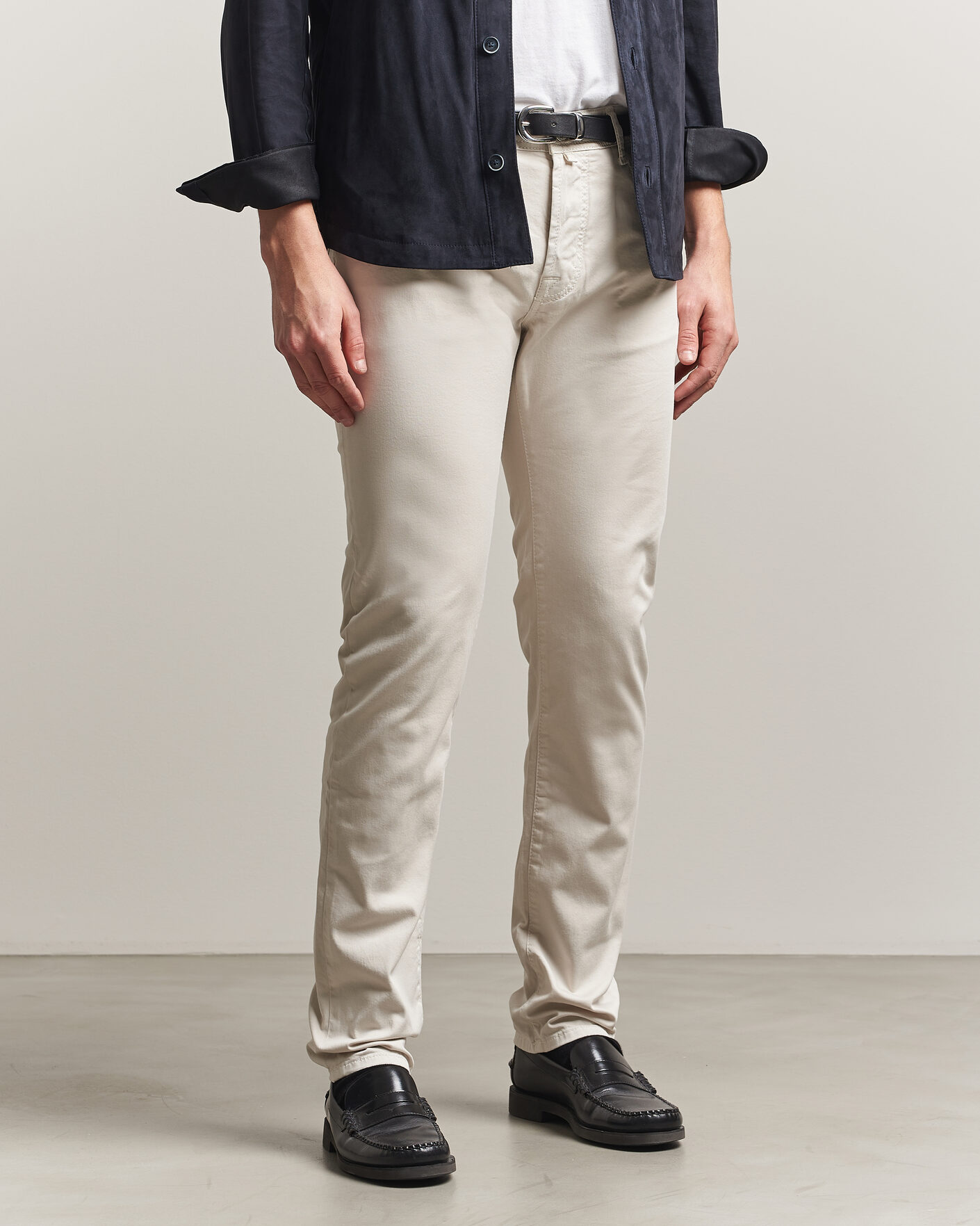 Homme | Pantalons | Jacob Cohën | Bard Garment Dyed Gabardine Trousers Off White