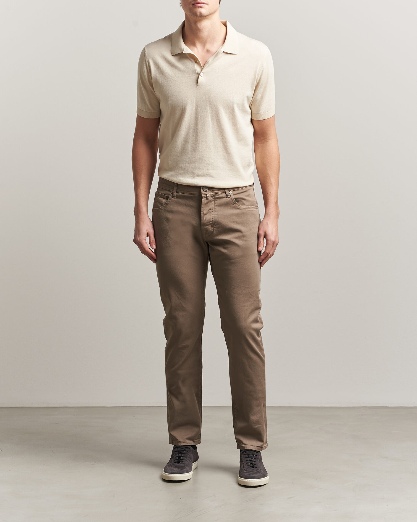 Homme | Pantalons | Jacob Cohën | Bard Garment Dyed Gabardine Trousers Khaki Beige