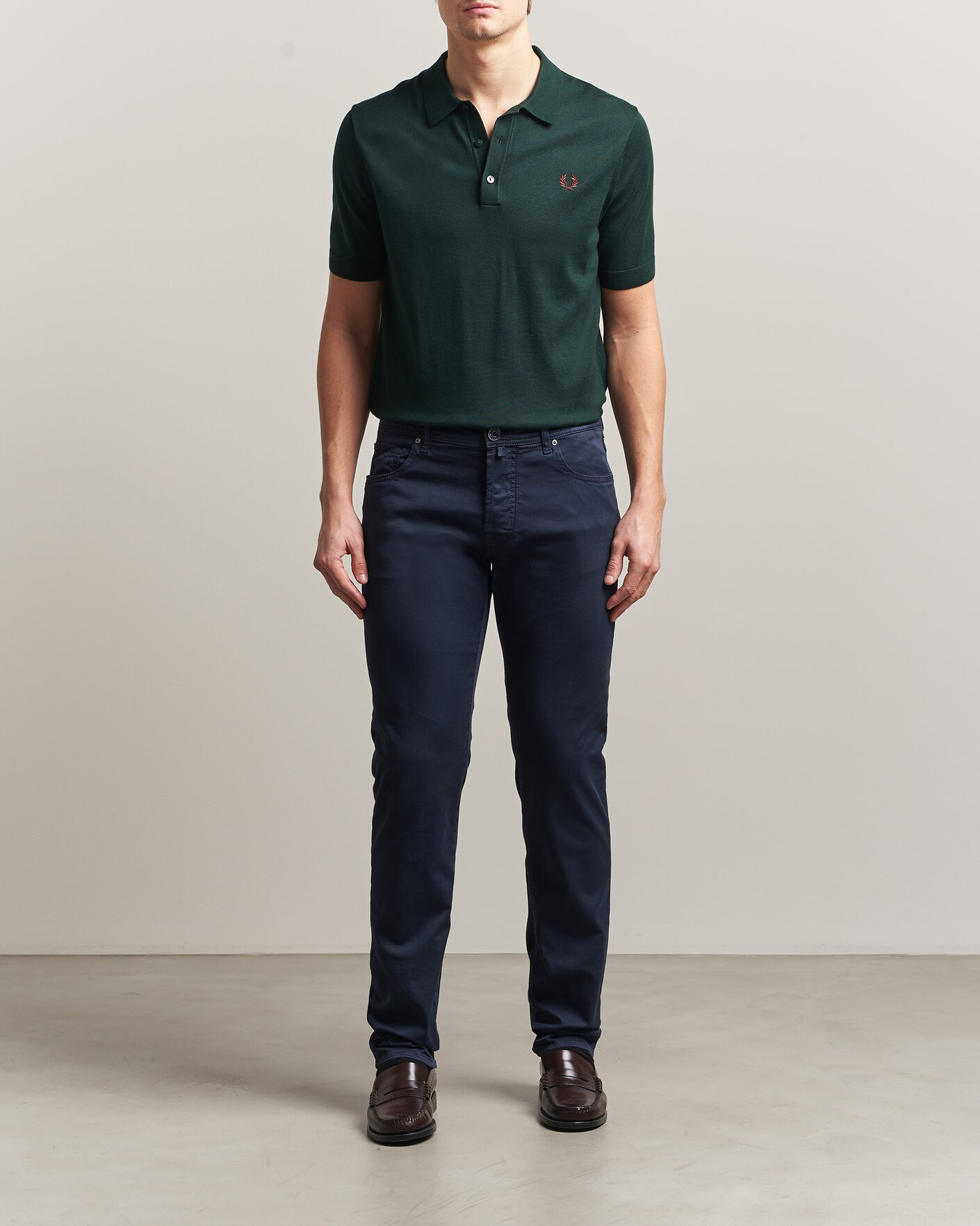 Homme | Pantalons | Jacob Cohën | Bard Garment Dyed Gabardine Trousers Navy Blue