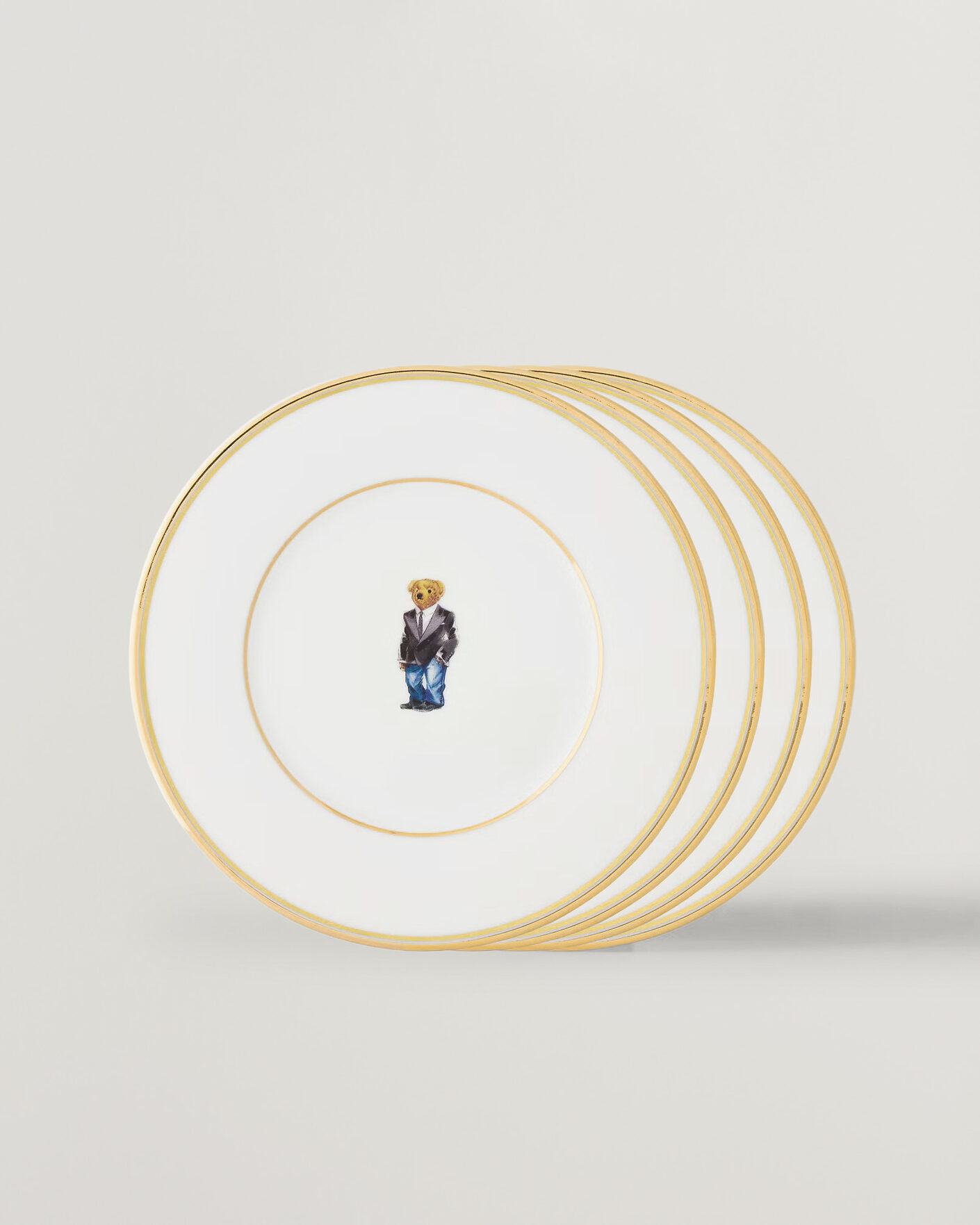 Homme | Pour La Maison | Ralph Lauren Home | Wilshire Tuxedo Bear Plate Set White/Gold