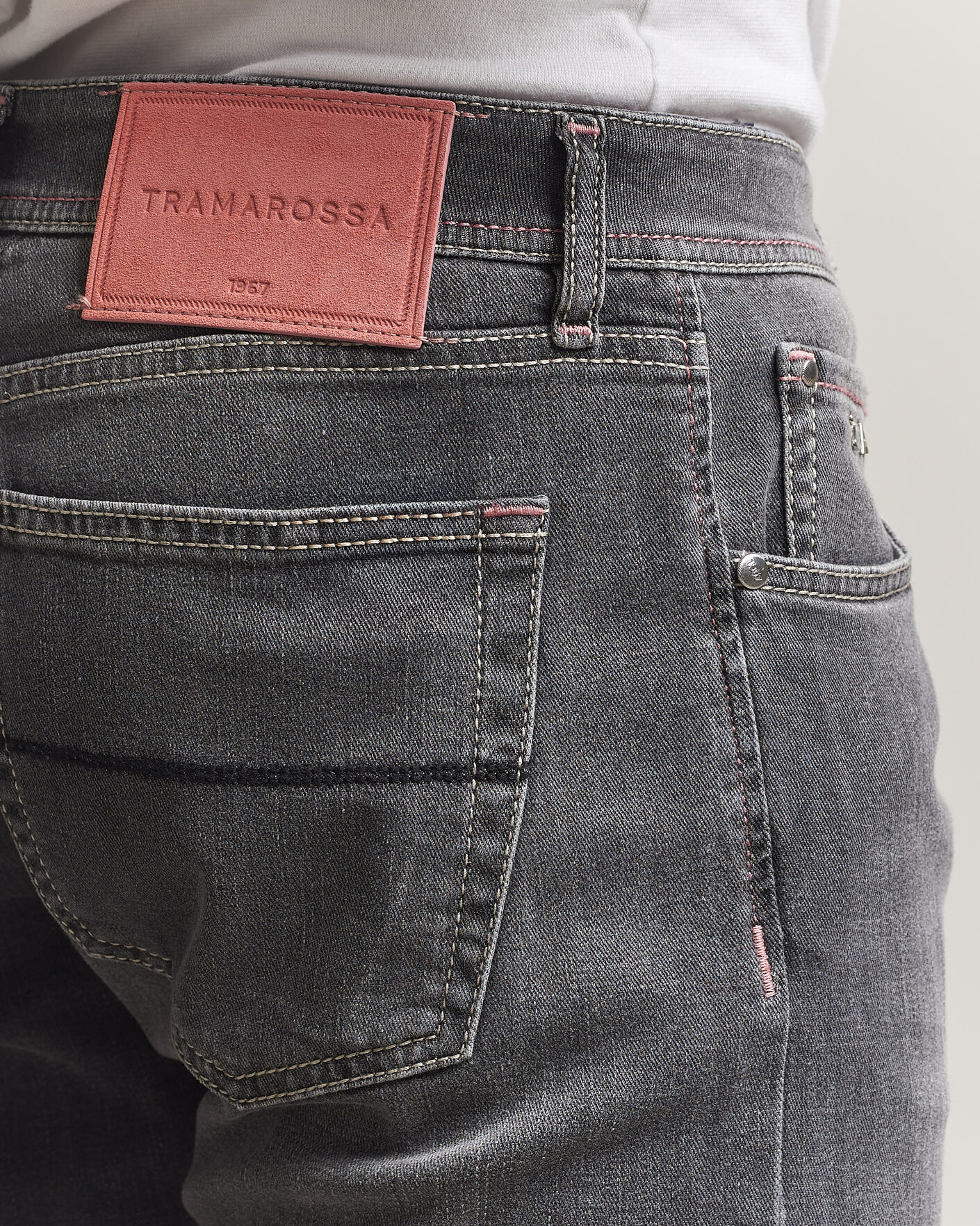 Homme | Jeans | Tramarossa | Michelangelo Contrast Seam Stretch Jeans Dark Grey