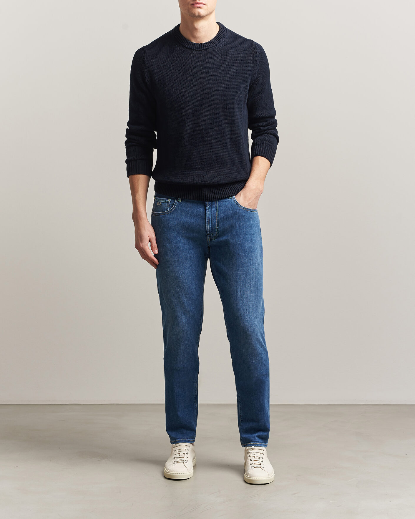 Homme | Jeans | Tramarossa | Michelangelo Contrast Seam Stretch Jeans Mid Blue