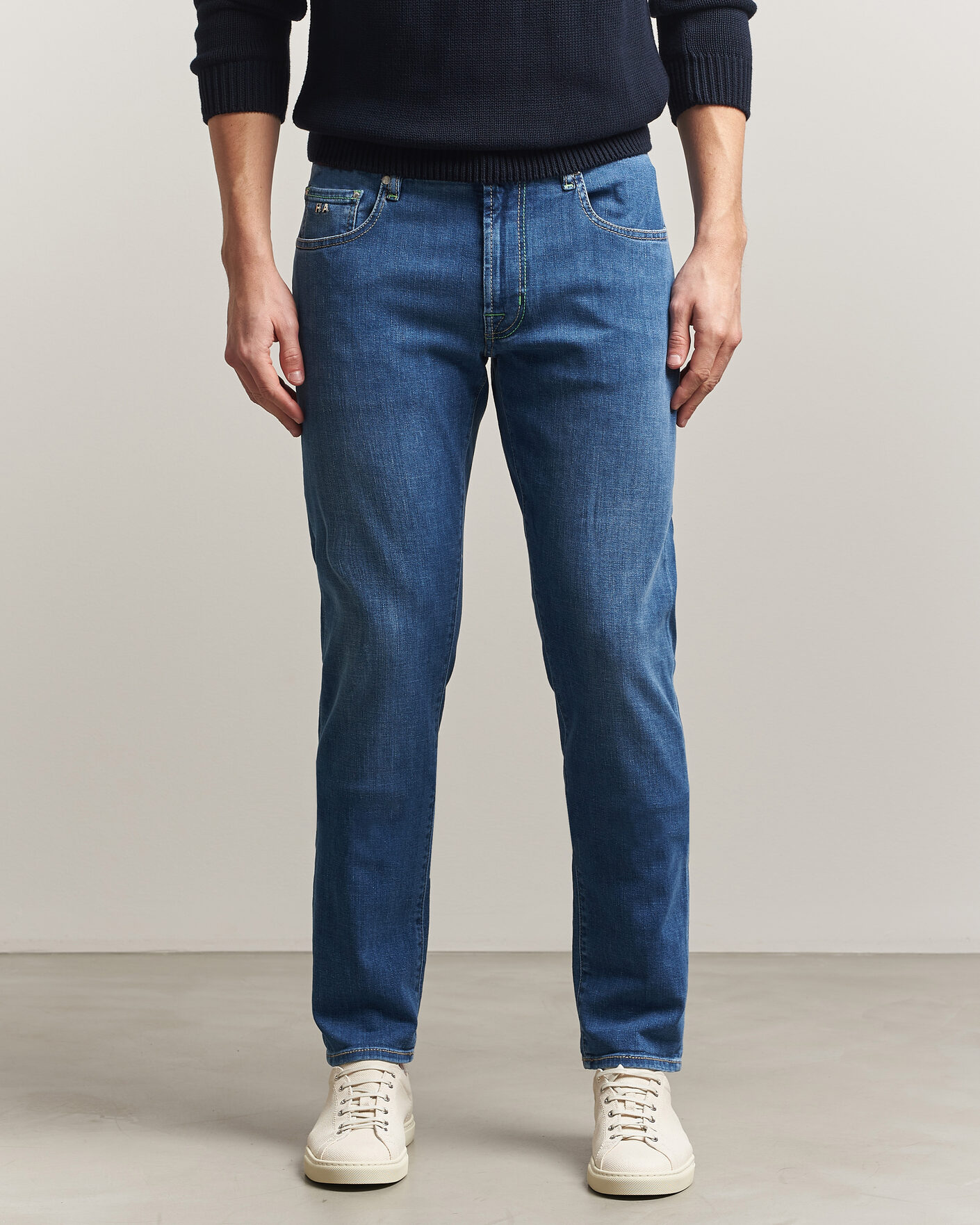 Homme | Jeans | Tramarossa | Michelangelo Contrast Seam Stretch Jeans Mid Blue