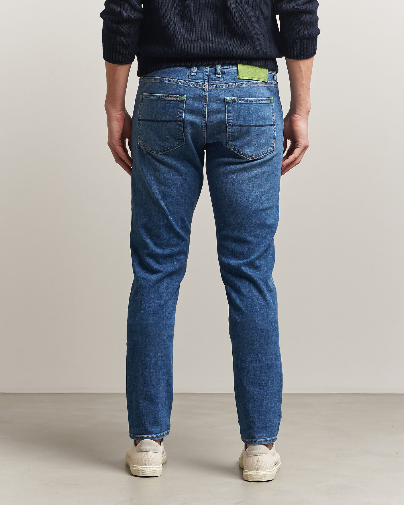 Homme | Pantalons | Tramarossa | Michelangelo Contrast Seam Stretch Jeans Mid Blue