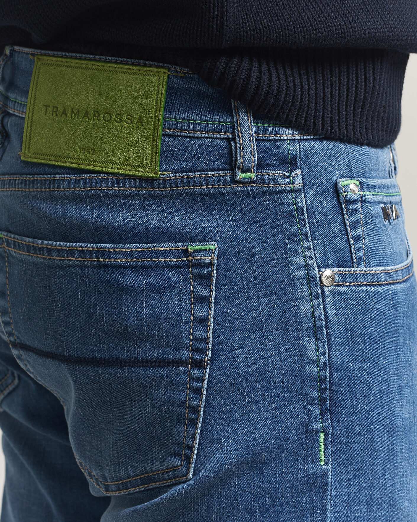 Homme | Pantalons | Tramarossa | Michelangelo Contrast Seam Stretch Jeans Mid Blue