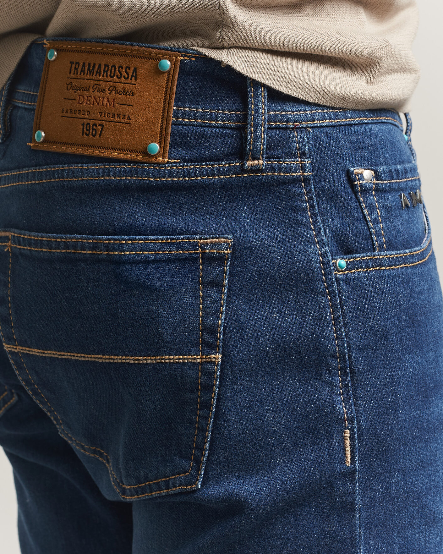 Homme | Pantalons | Tramarossa | Michelangelo Western Badge Stretch Jeans Mid Blue