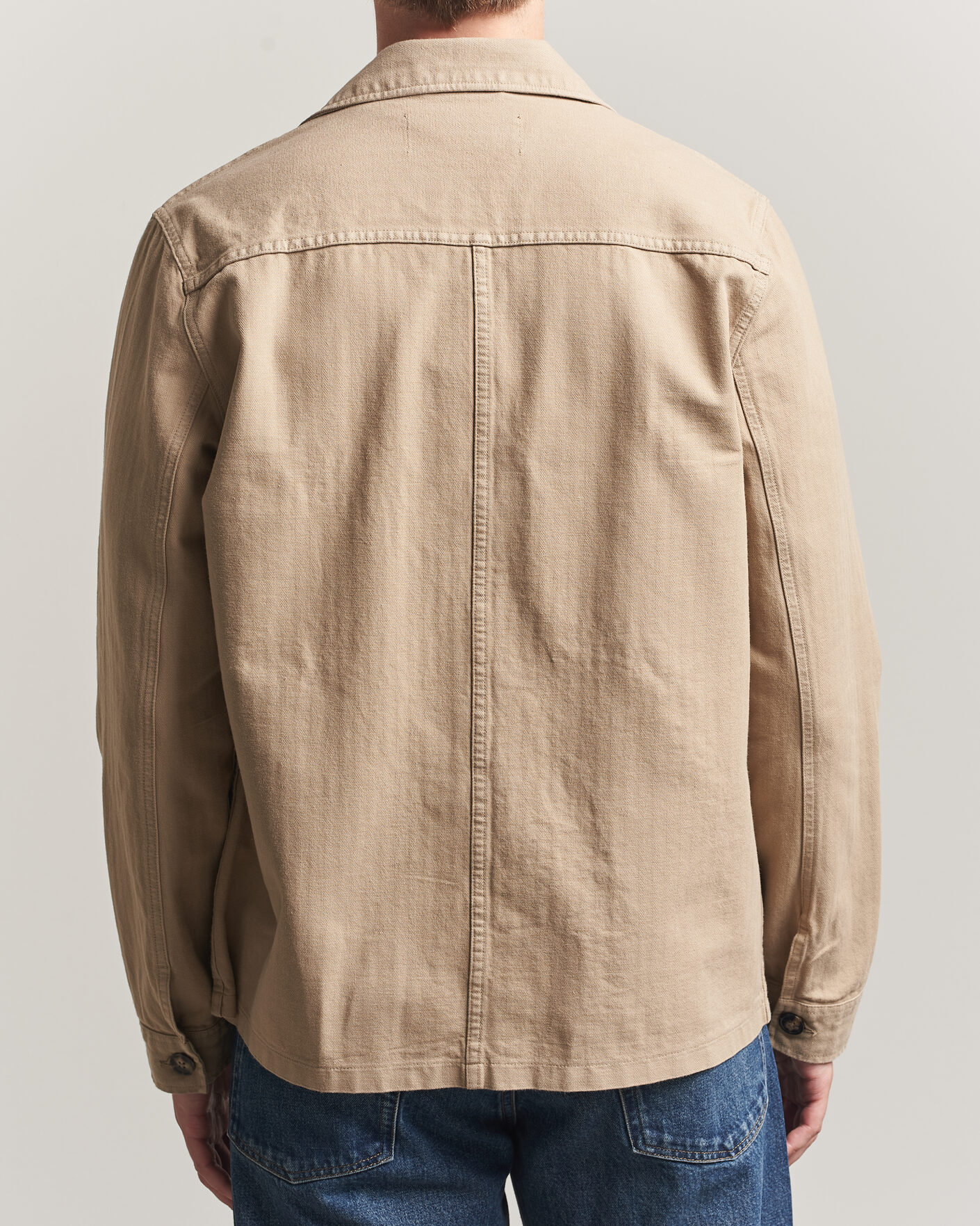 Homme | Chemises | A Day's March | Original Herringbone Overshirt Desert Taupe