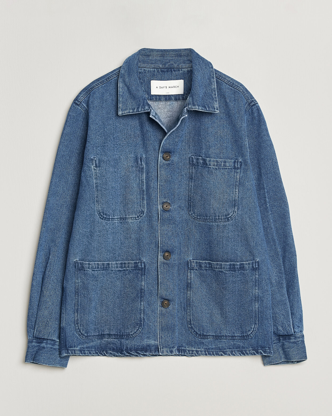 Homme | Chemises | A Day's March | Algot Denim Overshirt Washed Blue