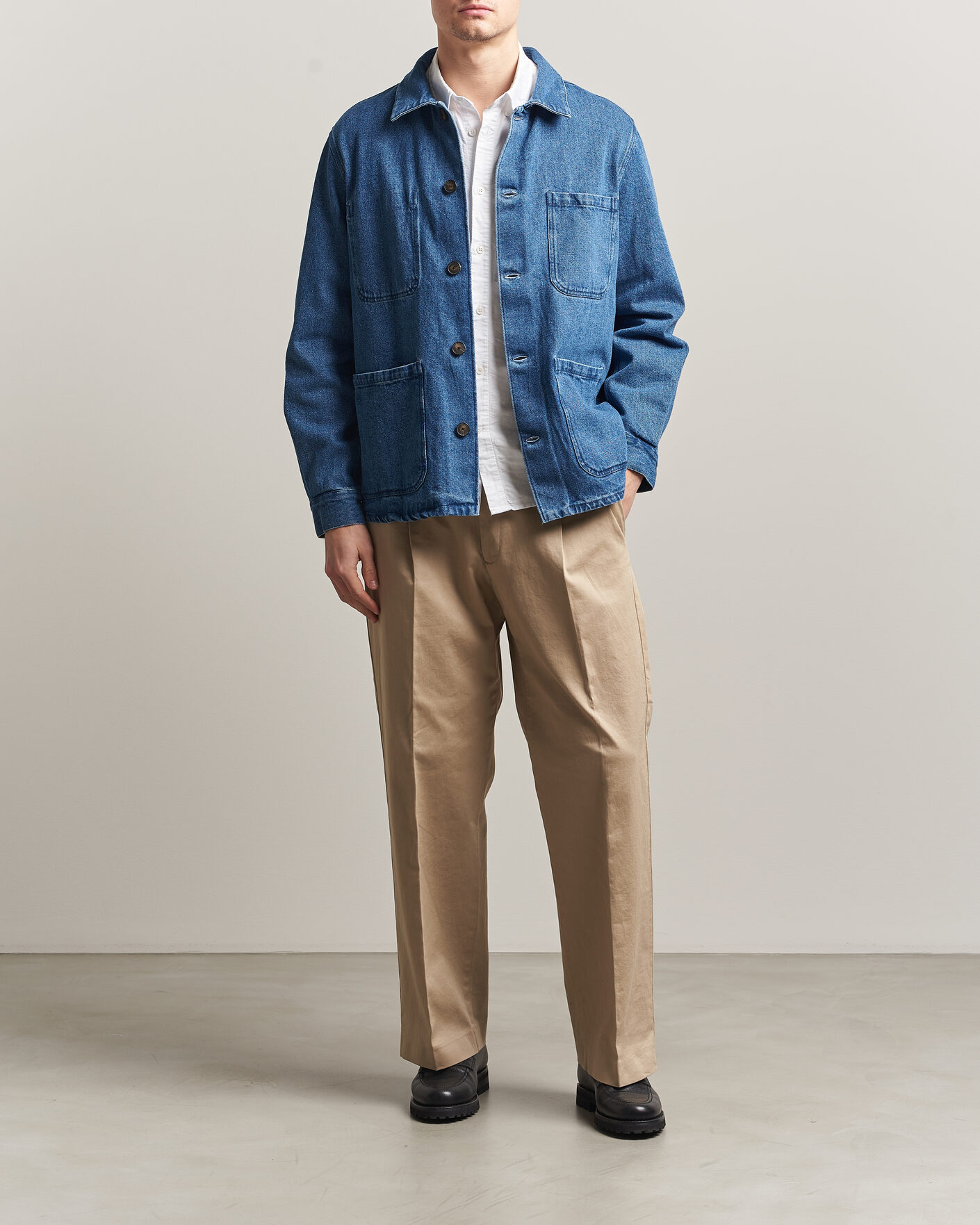 Homme | Chemises | A Day's March | Algot Denim Overshirt Washed Blue