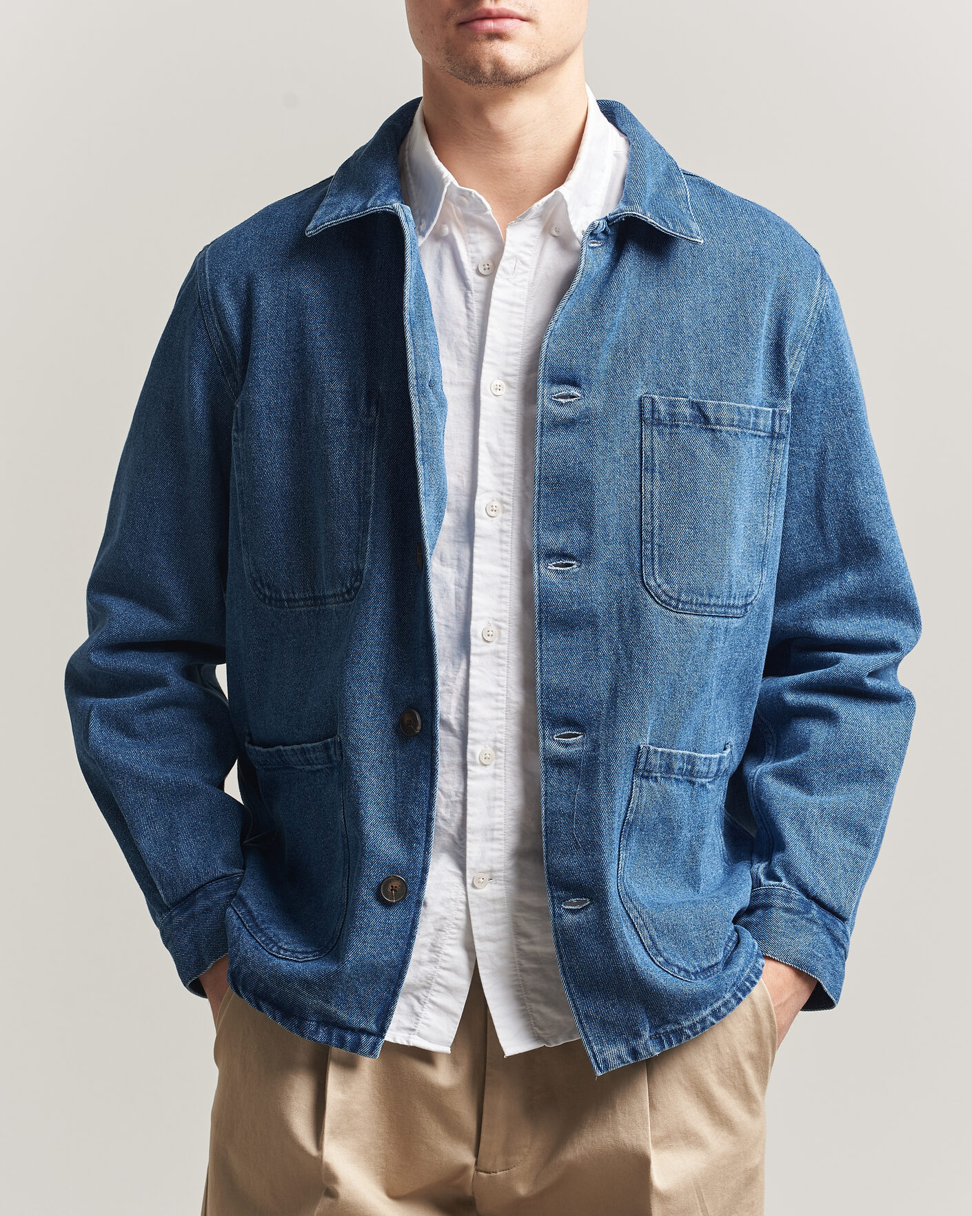 Homme | Chemises | A Day's March | Algot Denim Overshirt Washed Blue