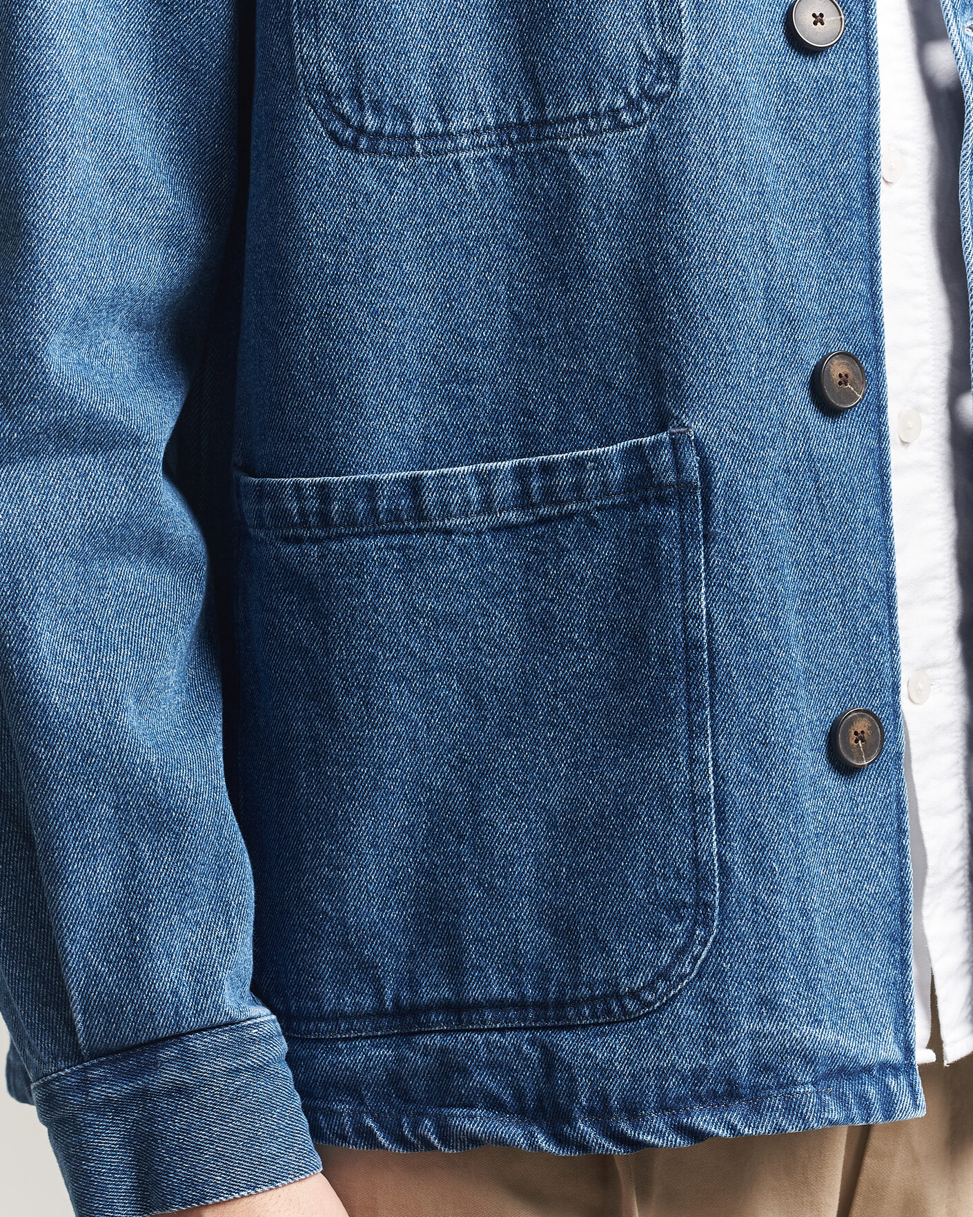 Homme | Chemises | A Day's March | Algot Denim Overshirt Washed Blue