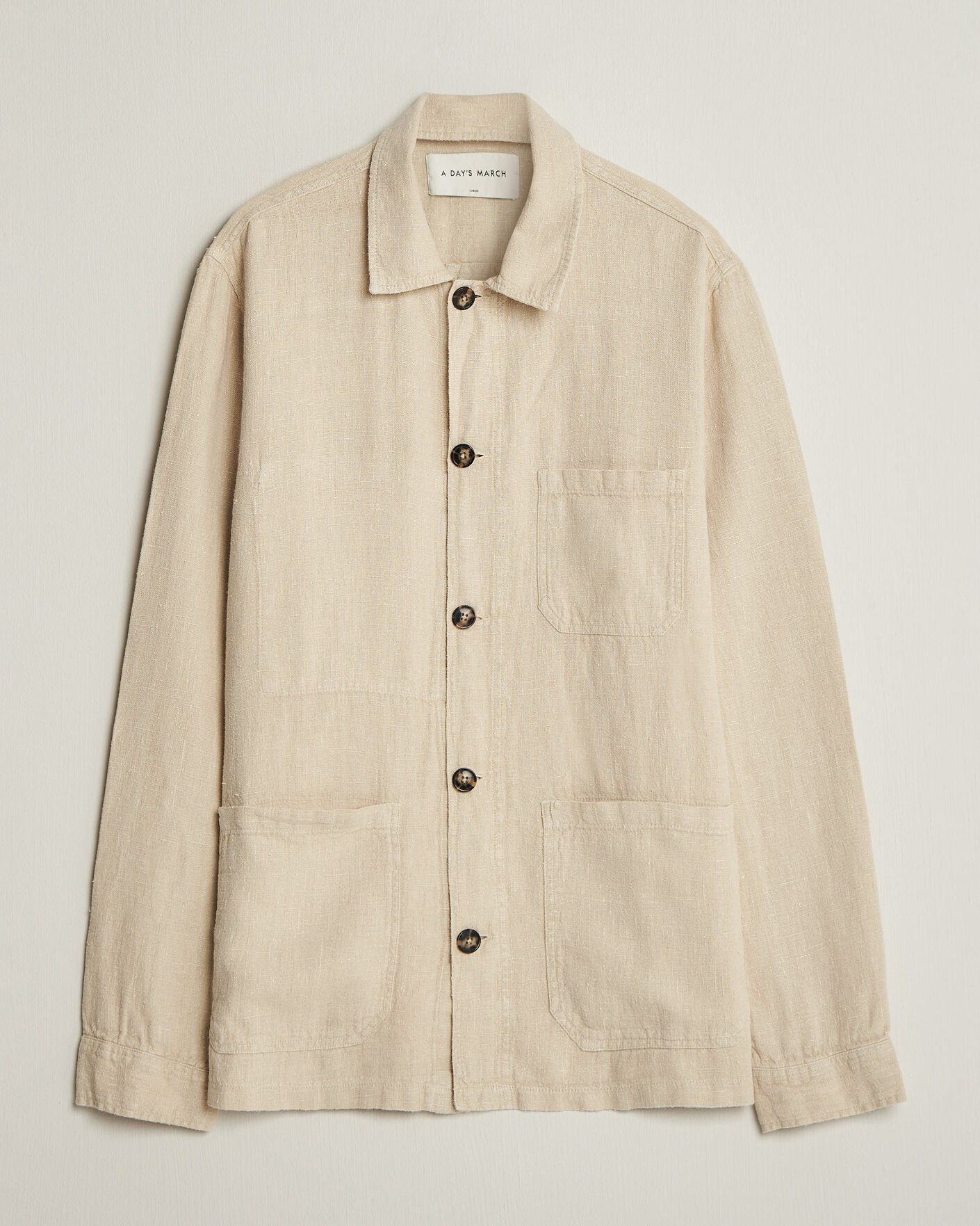 Homme | Chemises | A Day's March | Original Linen Overshirt Oyster