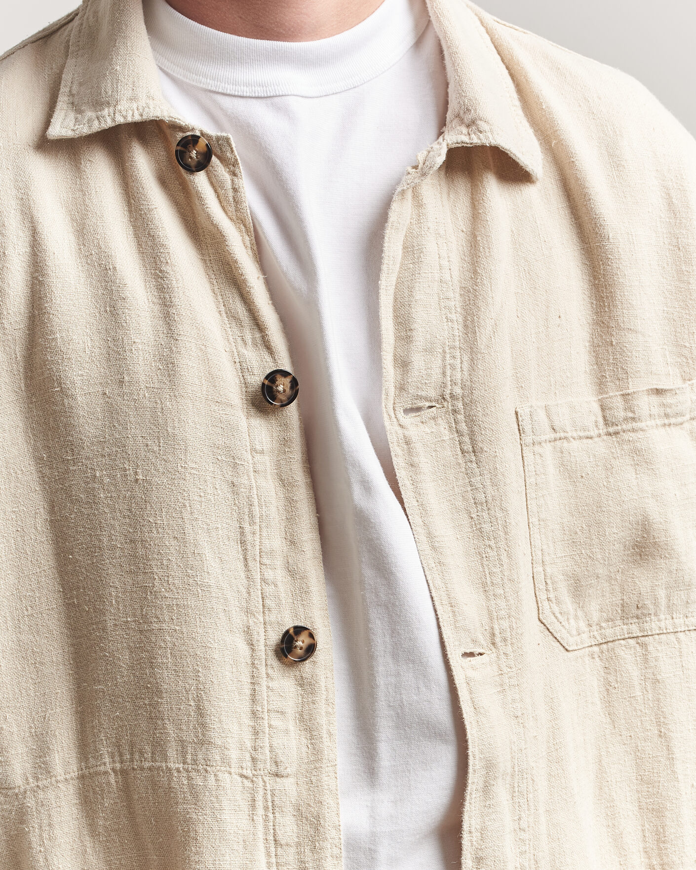 Homme | Chemises | A Day's March | Original Linen Overshirt Oyster