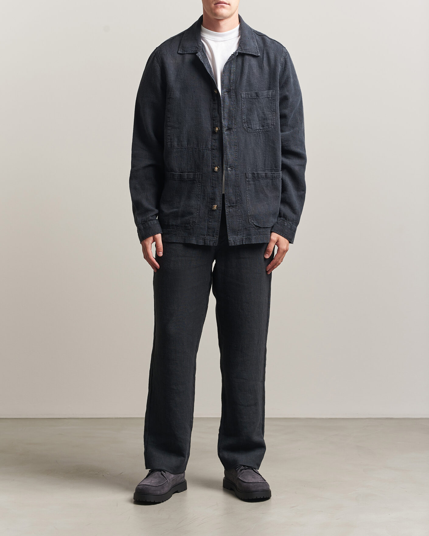 Homme | Chemises | A Day's March | Original Linen Overshirt Black