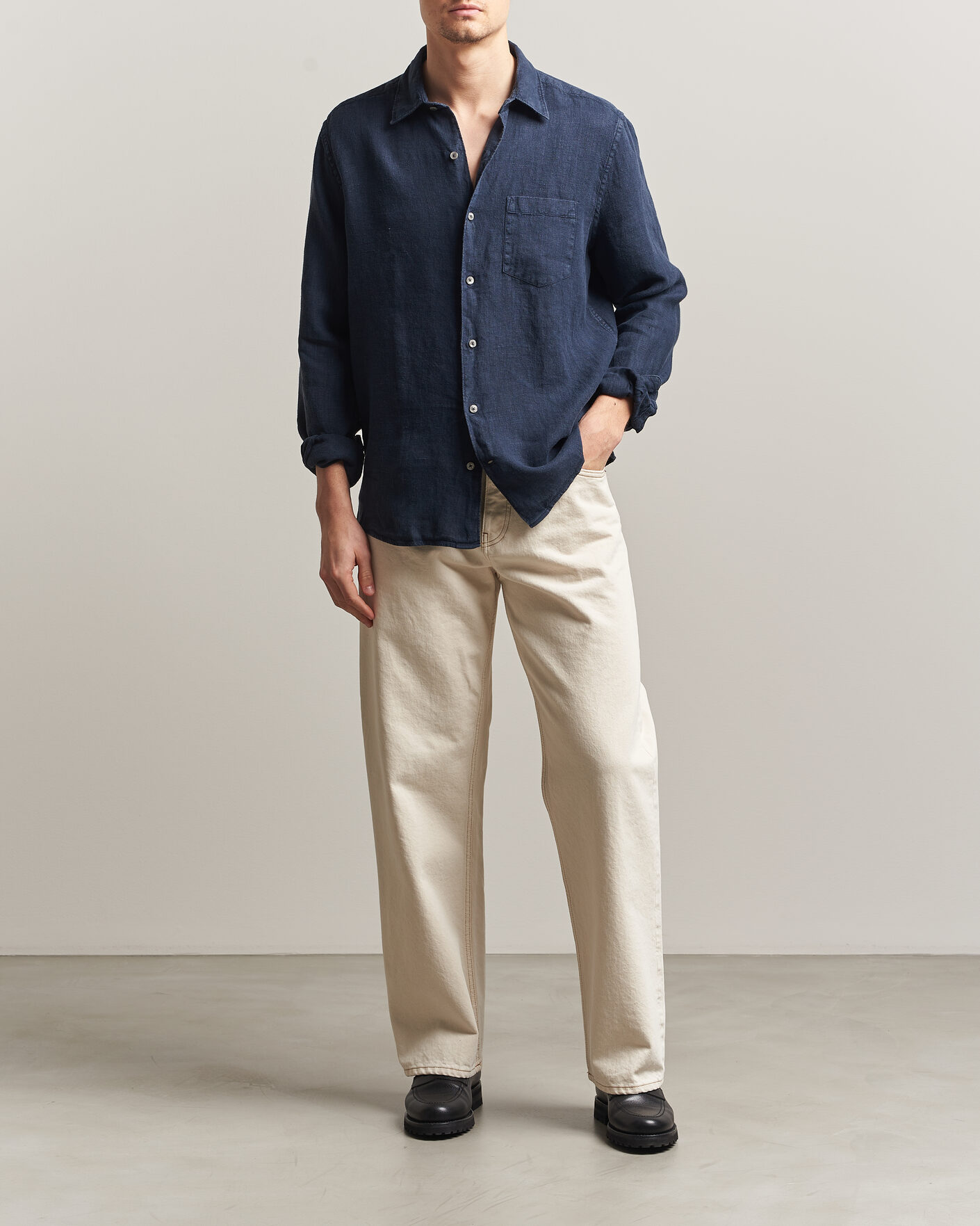 Homme | Chemises | A Day's March | Daintree Linen Shirt Navy
