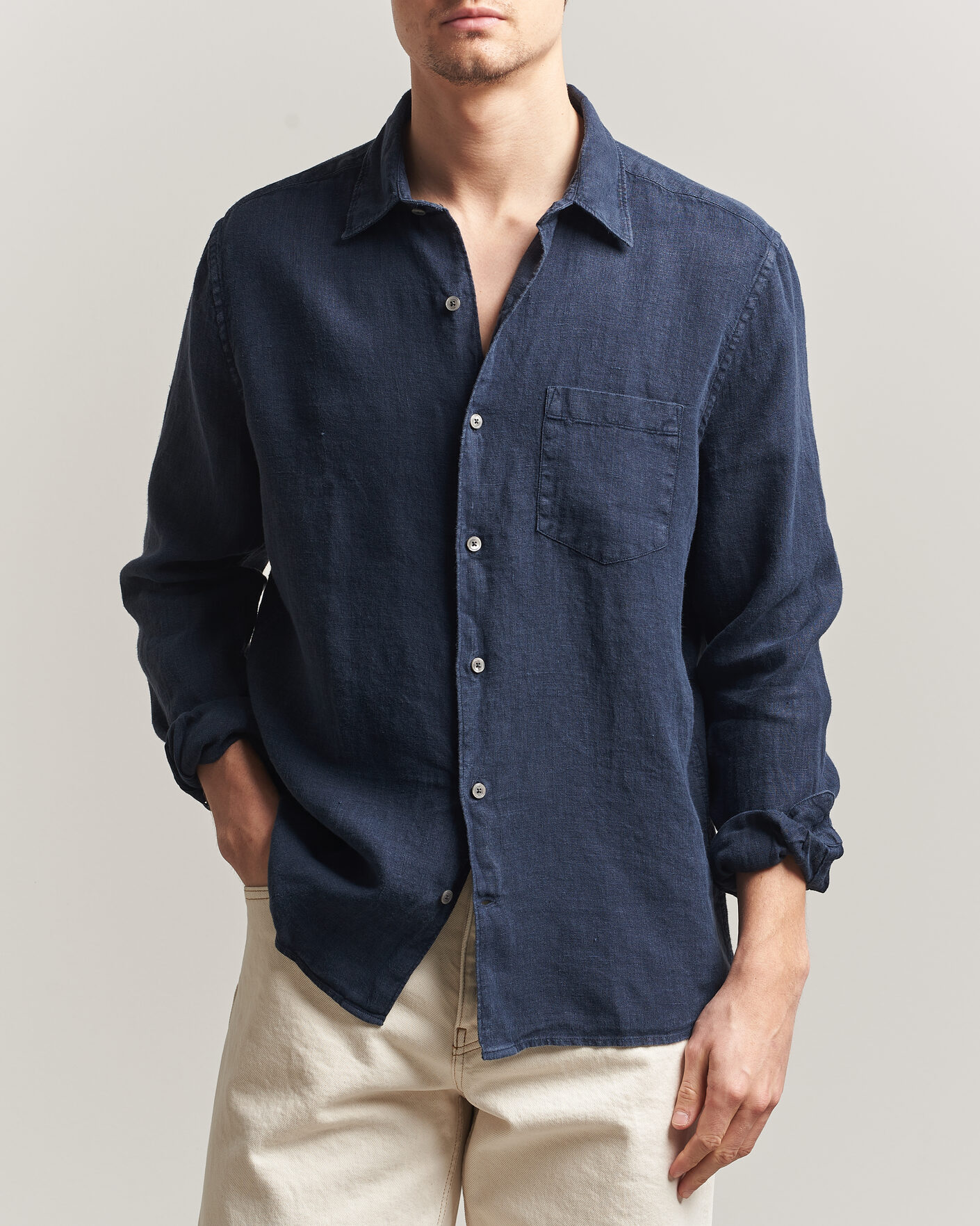 Homme | Chemises | A Day's March | Daintree Linen Shirt Navy
