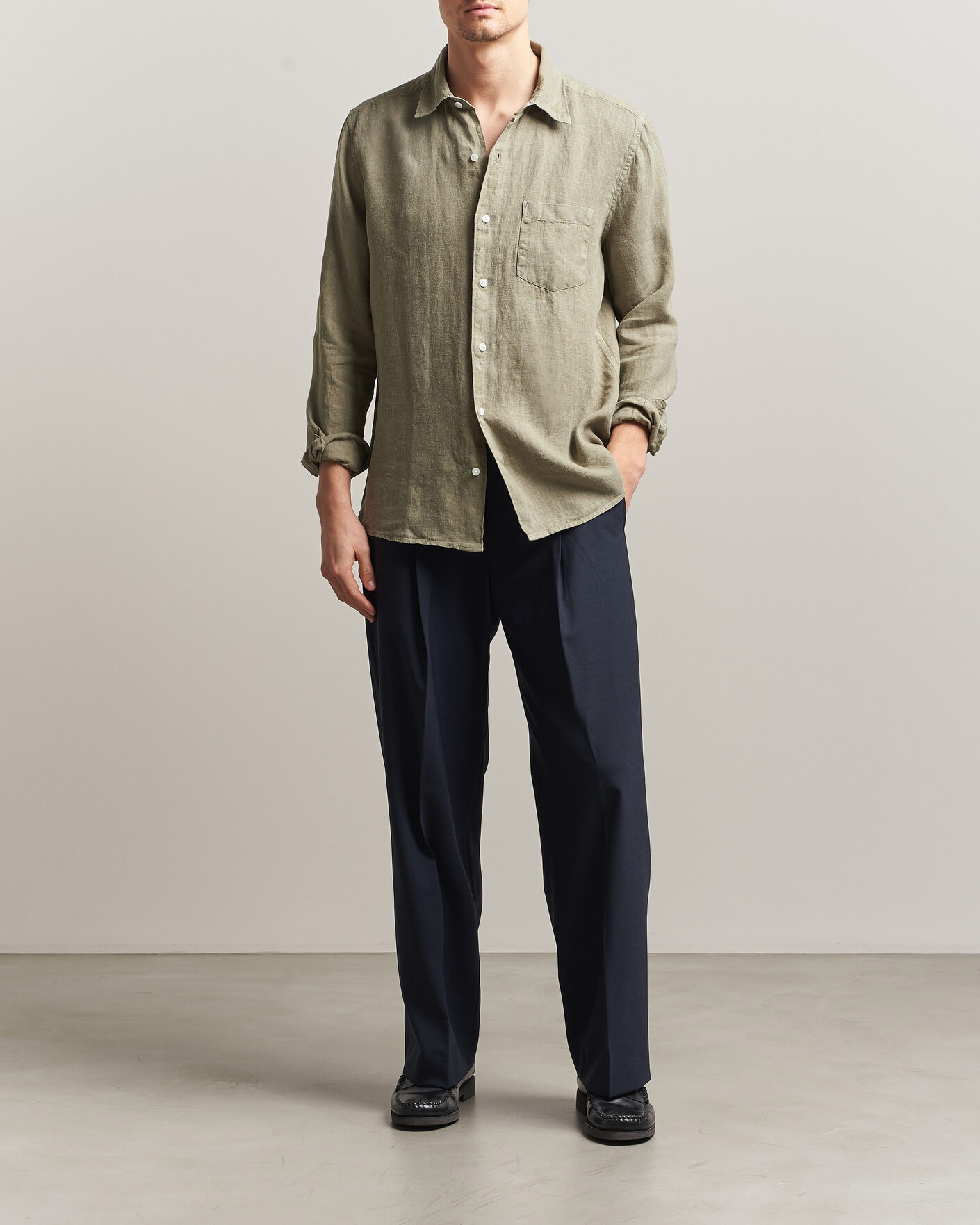 Homme | Chemises | A Day's March | Daintree Linen Shirt Misty Green
