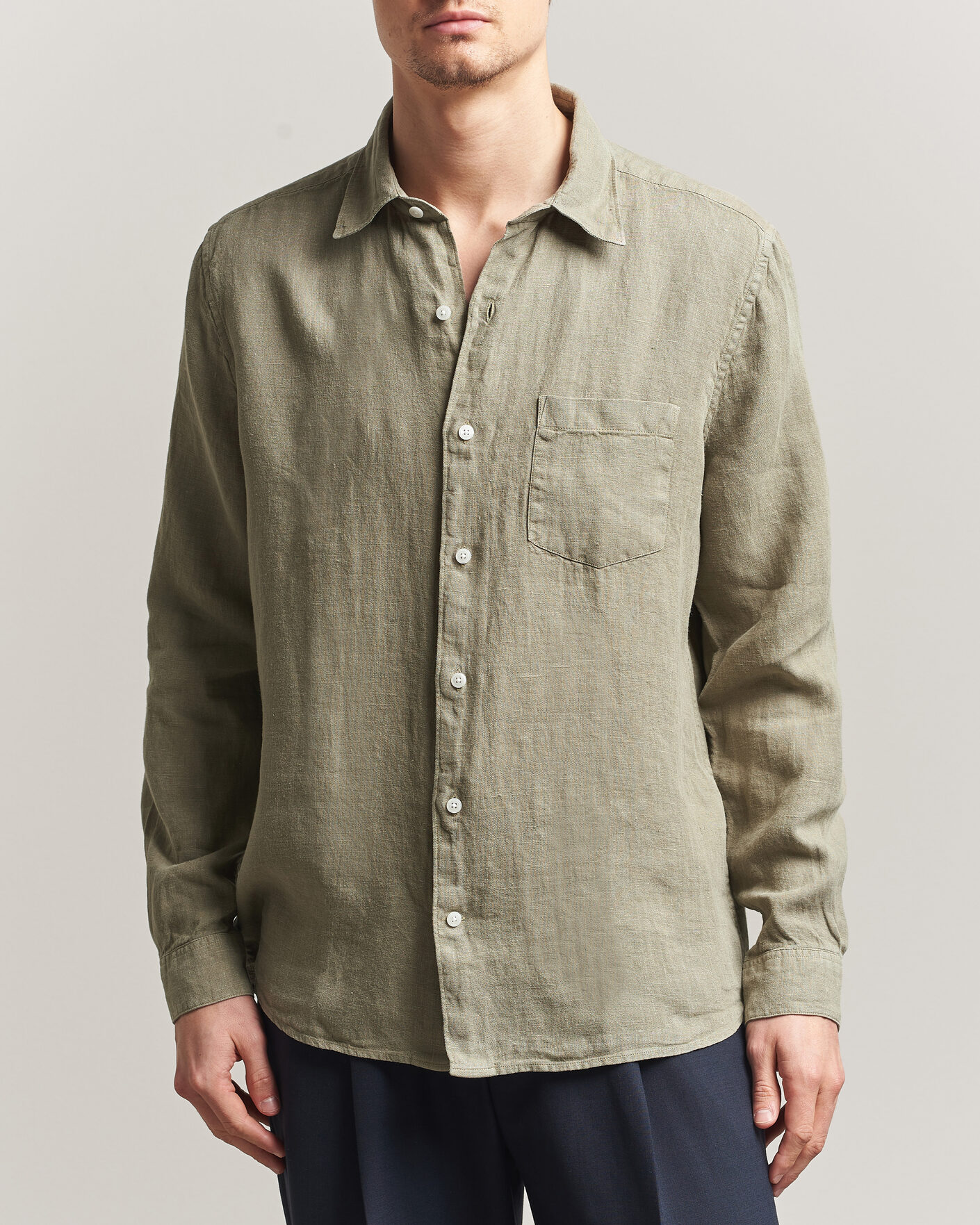 Homme | Chemises | A Day's March | Daintree Linen Shirt Misty Green
