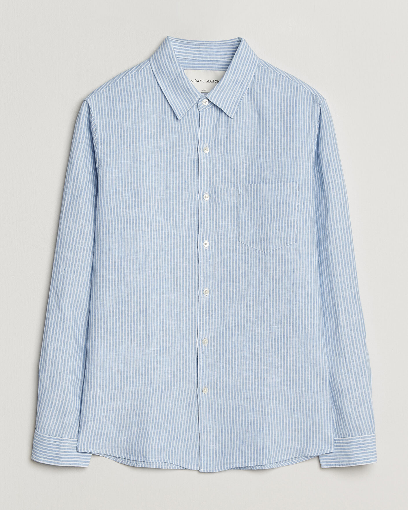 Homme | Chemises | A Day's March | Daintree Striped Linen Shirt Light Blue/White