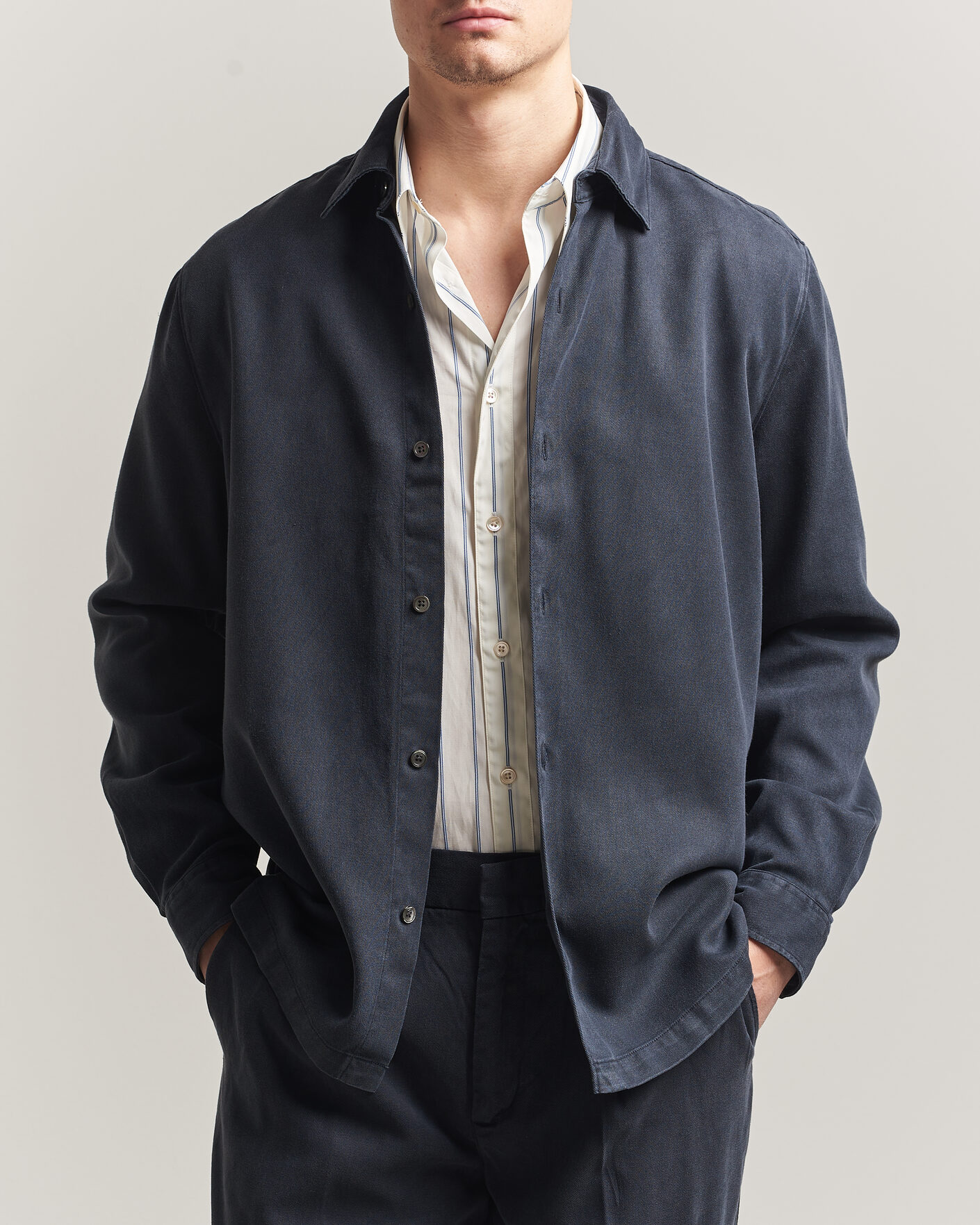 Homme | Chemises | A Day's March | Clean Cut Lyocell Shirt Navy