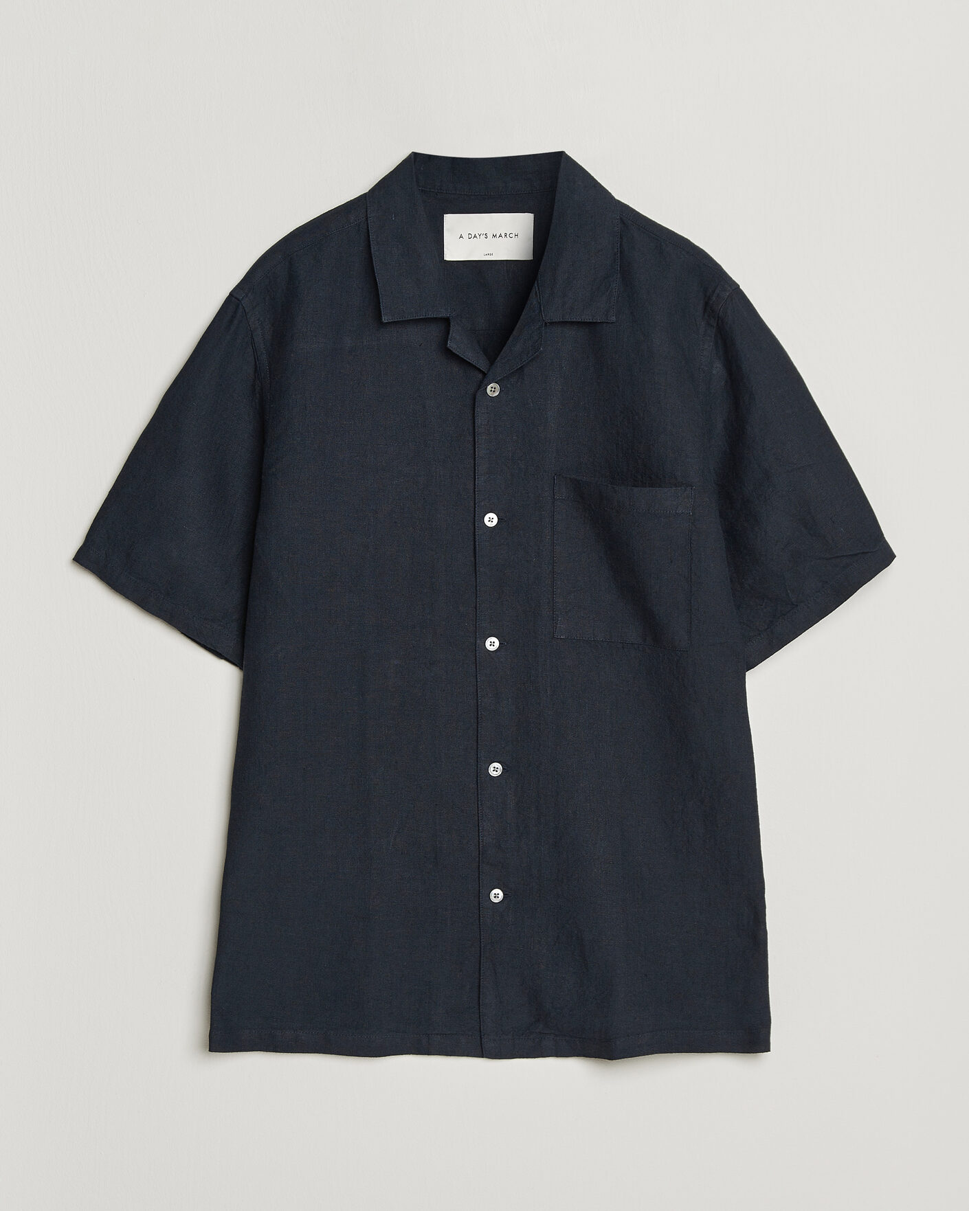 Homme | Chemises | A Day's March | Yamu Linen Short Sleeve Shirt Navy
