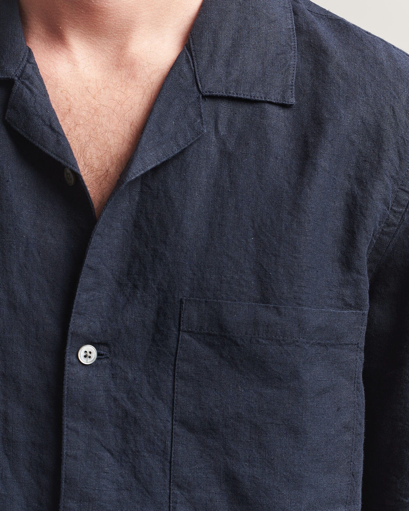 Homme | Chemises | A Day's March | Yamu Linen Short Sleeve Shirt Navy