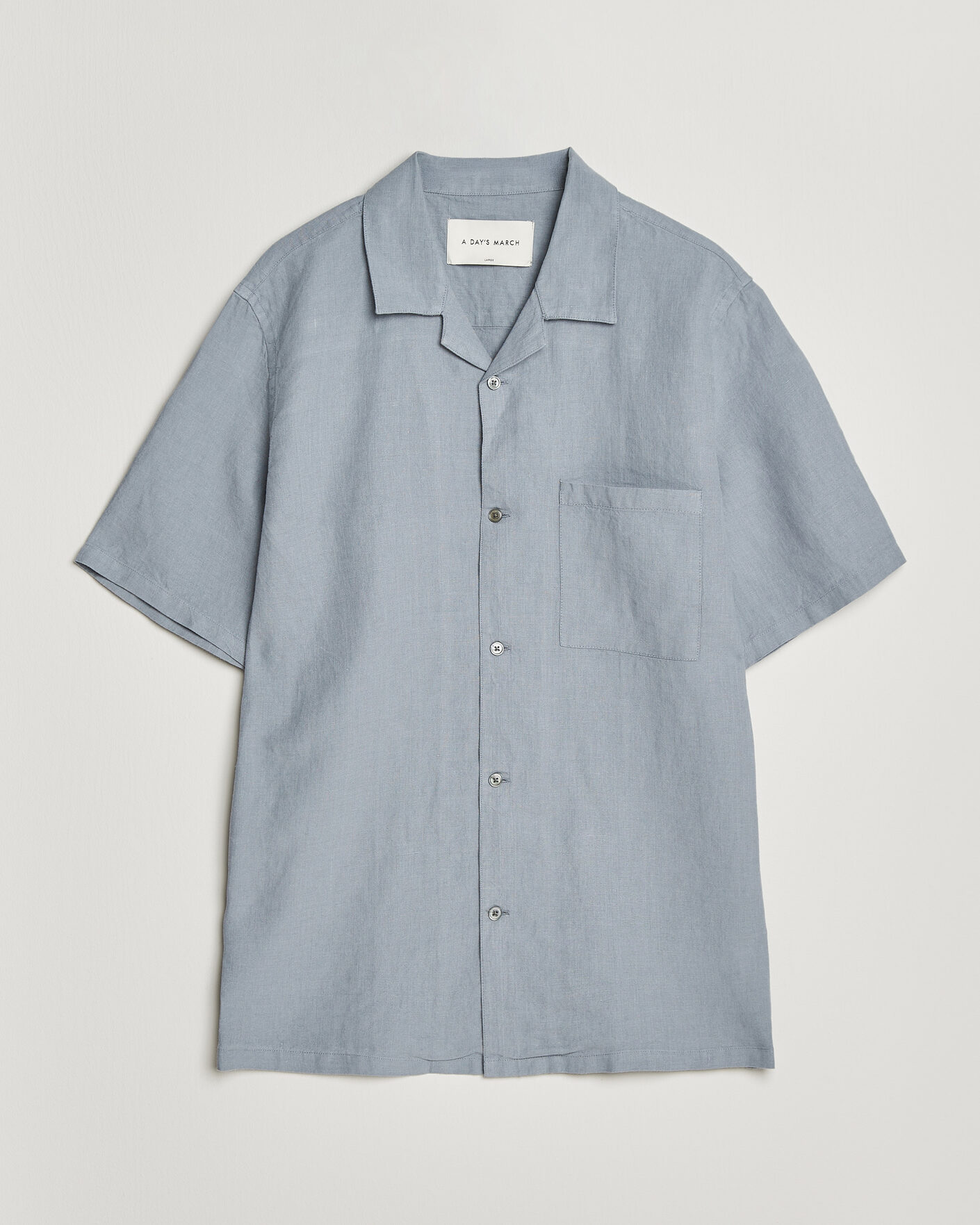 Homme | Chemises | A Day's March | Yamu Linen Short Sleeve Shirt Rock Blue