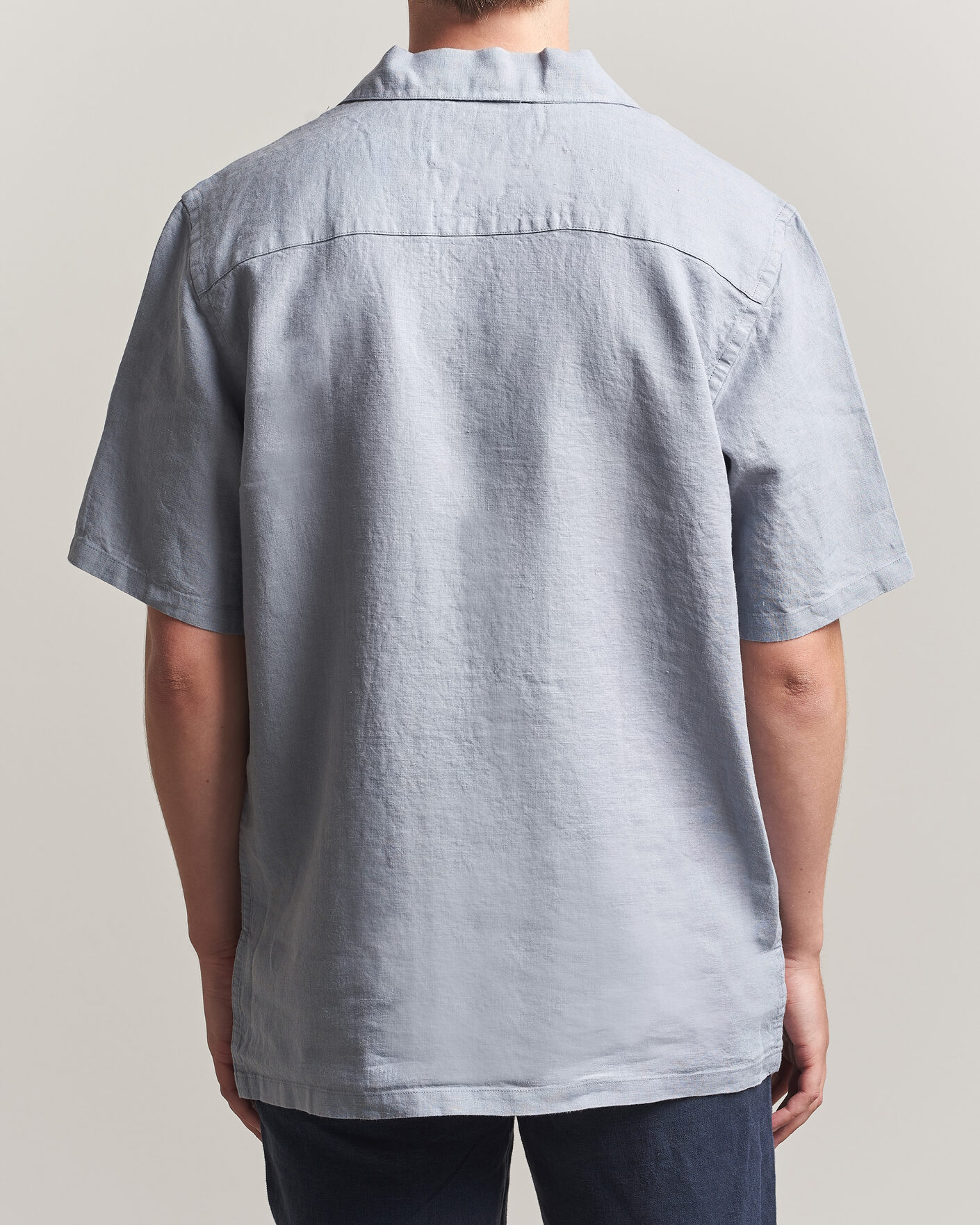 Homme | Chemises | A Day's March | Yamu Linen Short Sleeve Shirt Rock Blue