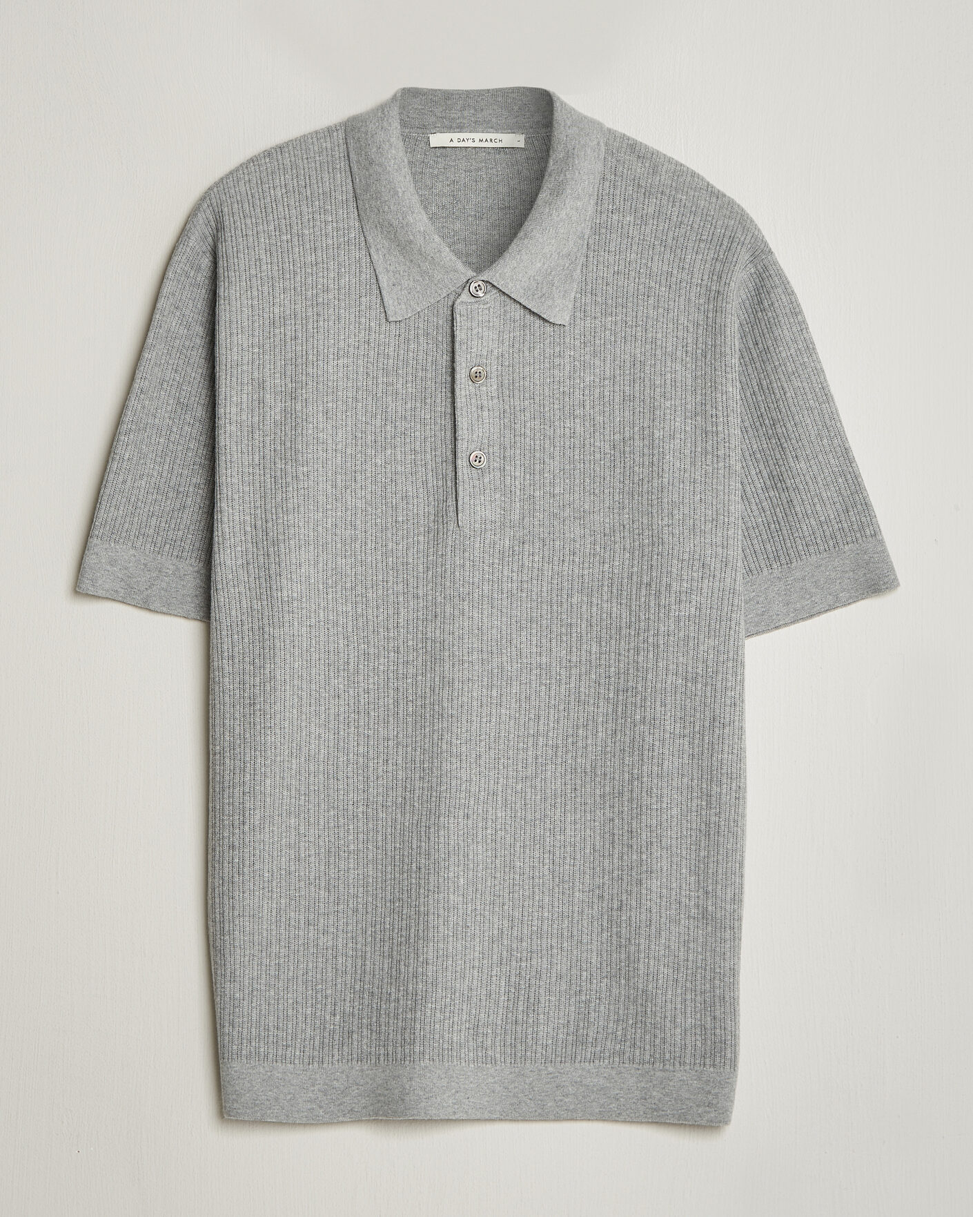 Homme | Polos | A Day's March | Aspen Structured Knitted Polo Grey