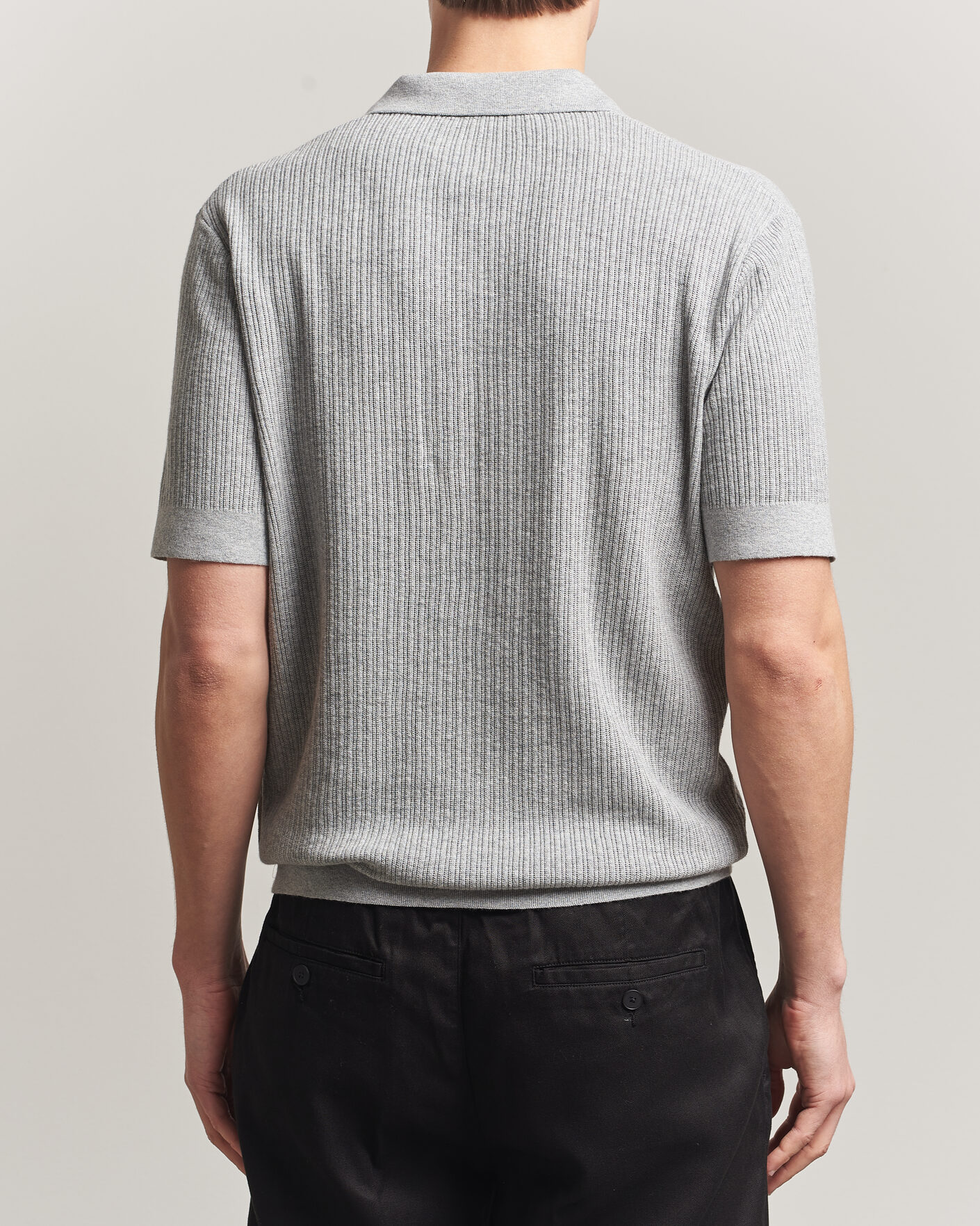Homme | Polos | A Day's March | Aspen Structured Knitted Polo Grey