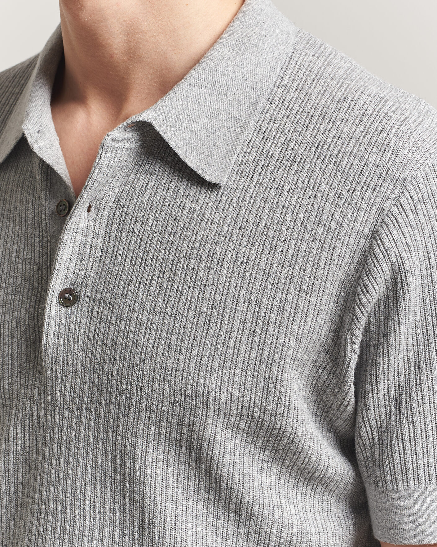 Homme | Polos | A Day's March | Aspen Structured Knitted Polo Grey