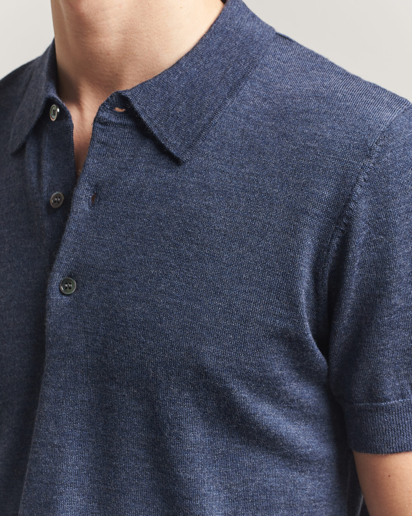 Homme | Polos | A Day's March | Rosehall Knitted Polo Storm Blue