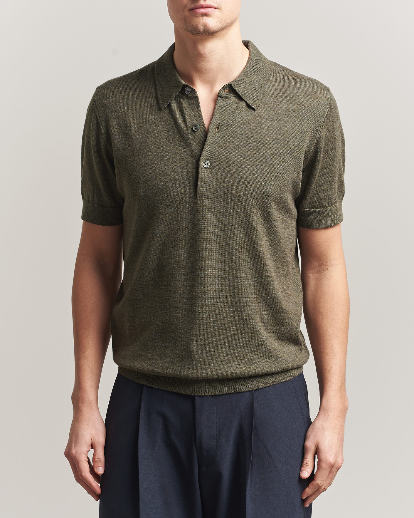 Homme | Polos | A Day's March | Rosehall Knitted Polo Forrest Green