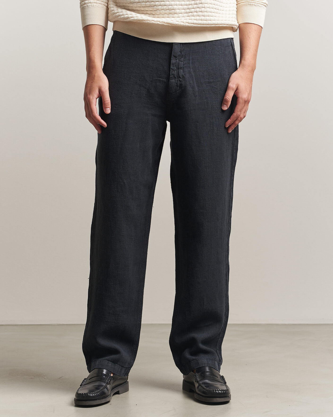 Homme | Pantalons | A Day's March | Redwood Linen Trousers Black