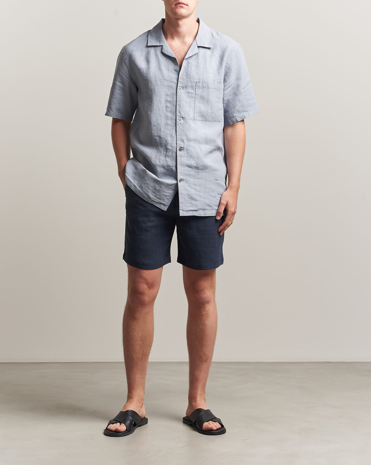 Homme | Shorts | A Day's March | Luny Linen Shorts Navy
