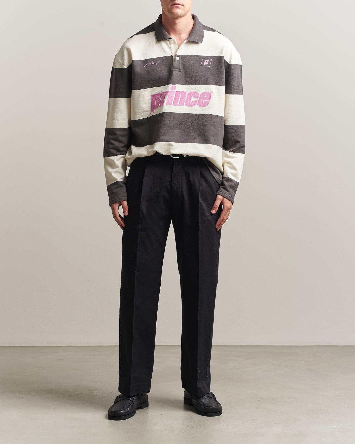Homme | Pulls Et Tricots | LES DEUX | Prince Striped Long Sleeve Polo Raven Gray