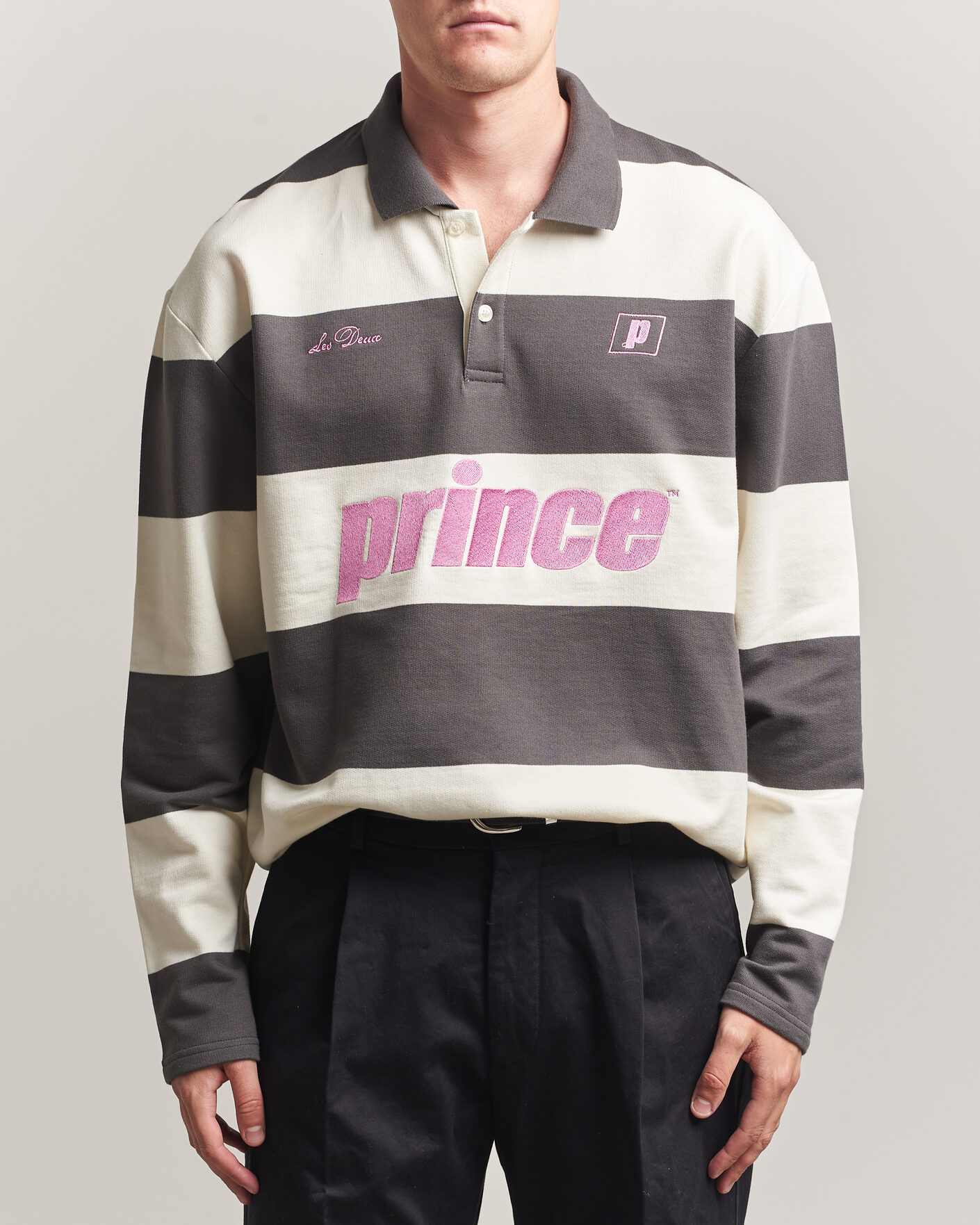 Homme | Pulls Et Tricots | LES DEUX | Prince Striped Long Sleeve Polo Raven Gray