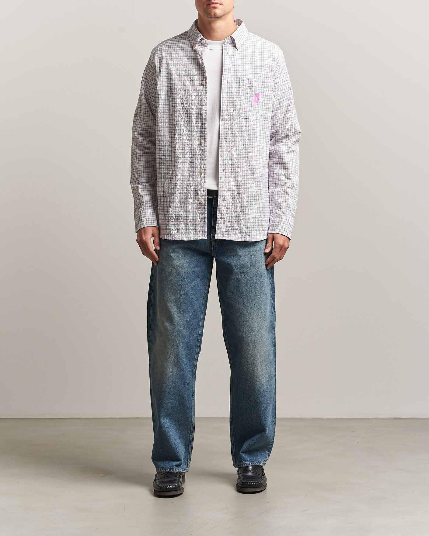 Homme | Chemises | LES DEUX | Prince Seersucker Check Shirt Ivory