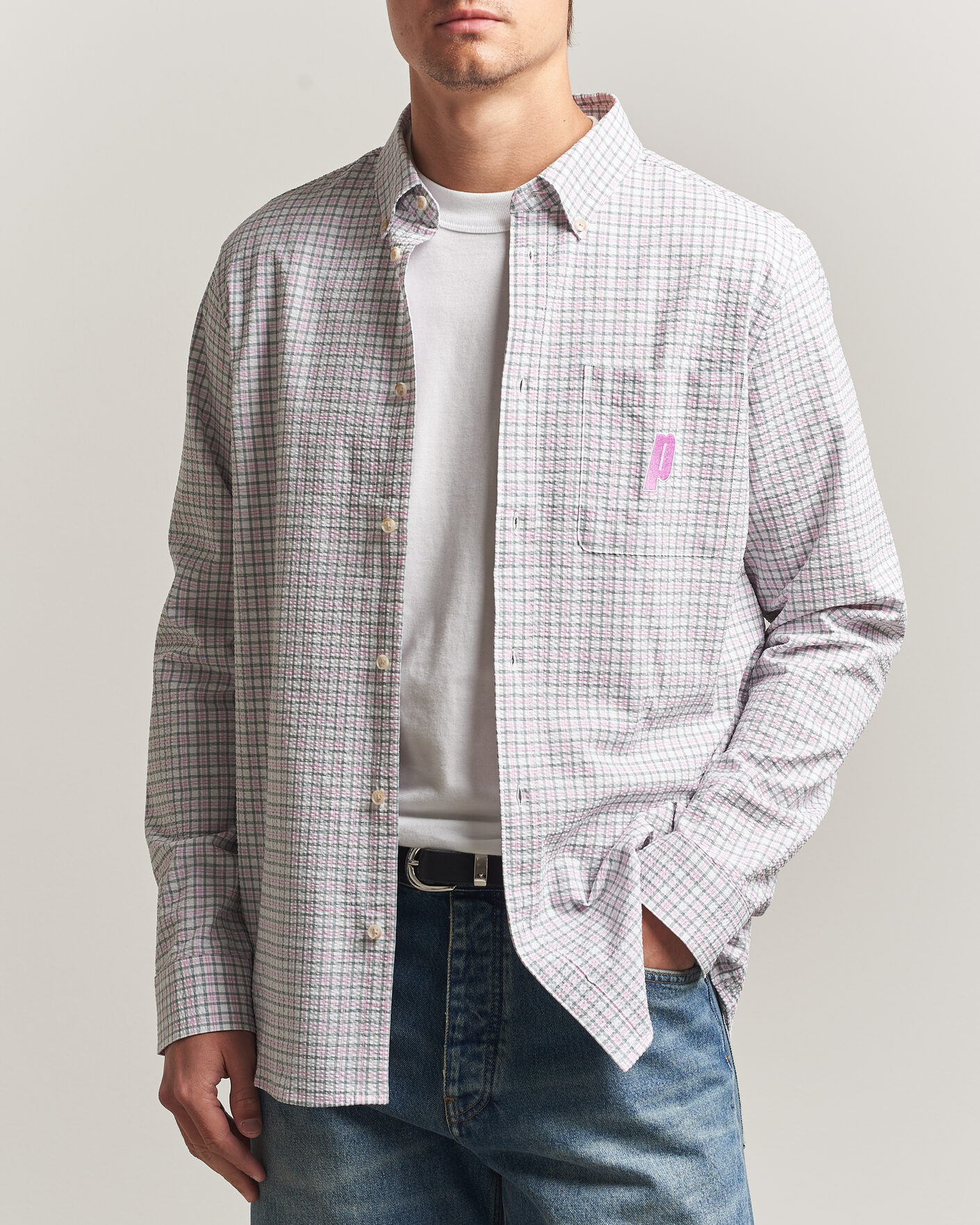 Homme | Chemises | LES DEUX | Prince Seersucker Check Shirt Ivory