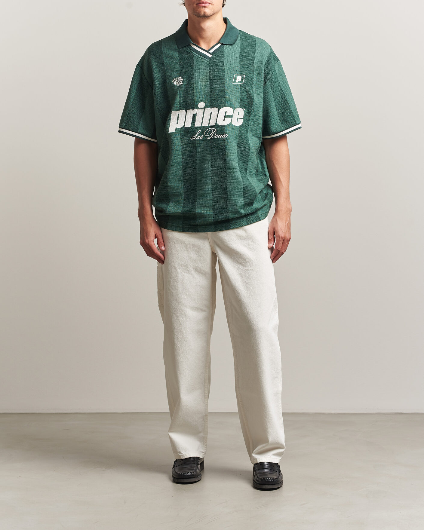 Homme | Polos | LES DEUX | Prince Stripe Jaquard Polo Pineneedle Green