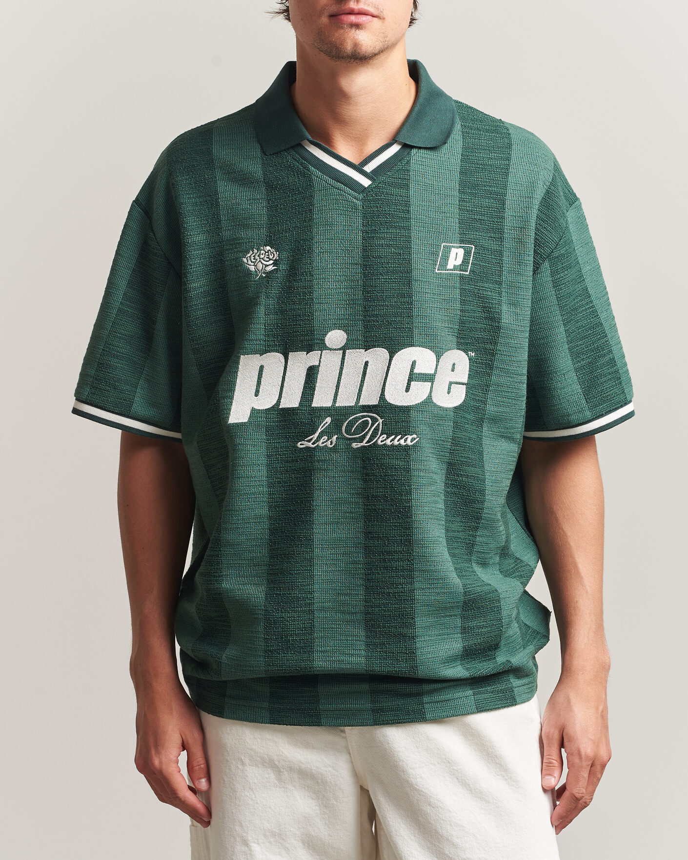 Homme | Polos | LES DEUX | Prince Stripe Jaquard Polo Pineneedle Green