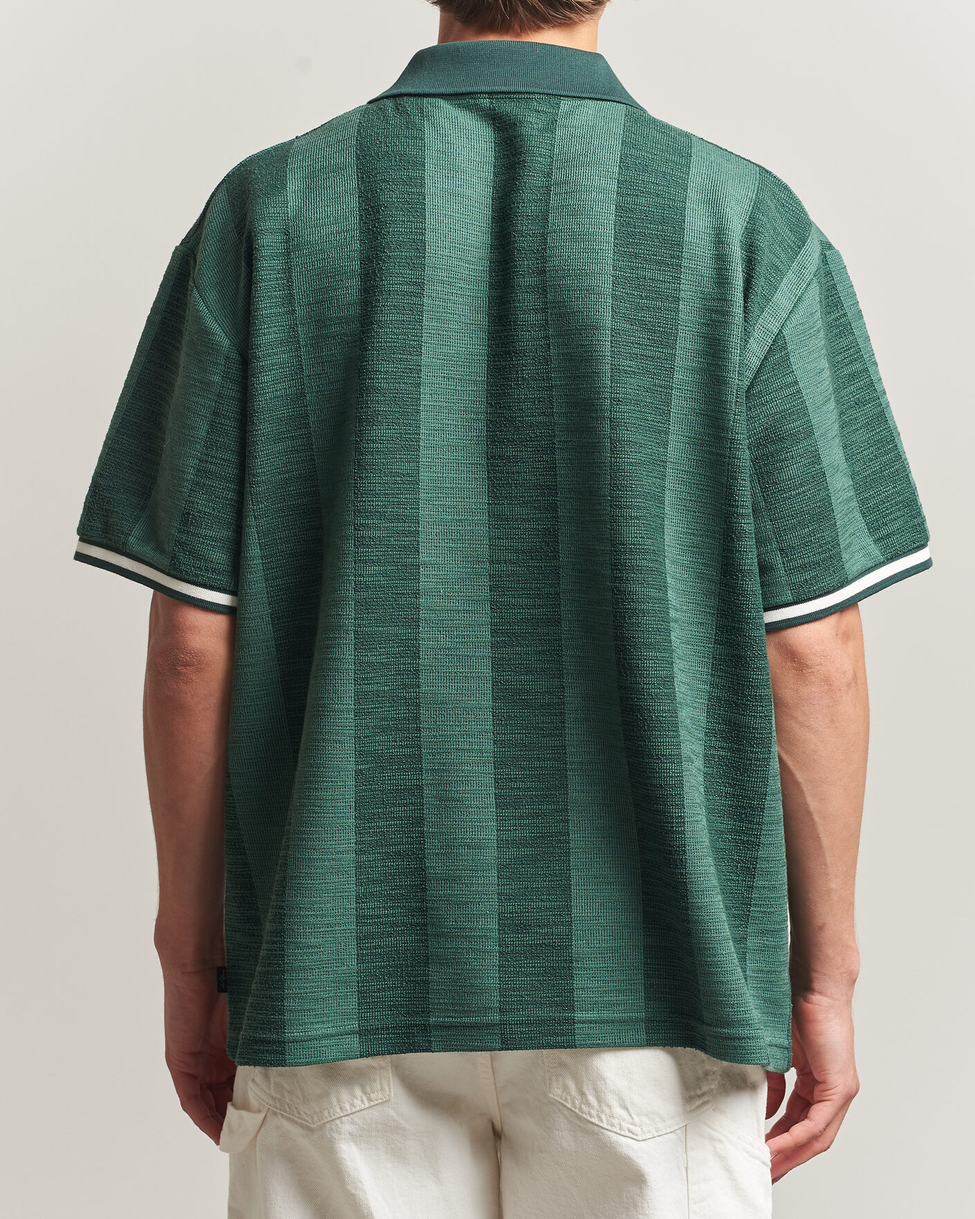 Homme | Polos | LES DEUX | Prince Stripe Jaquard Polo Pineneedle Green